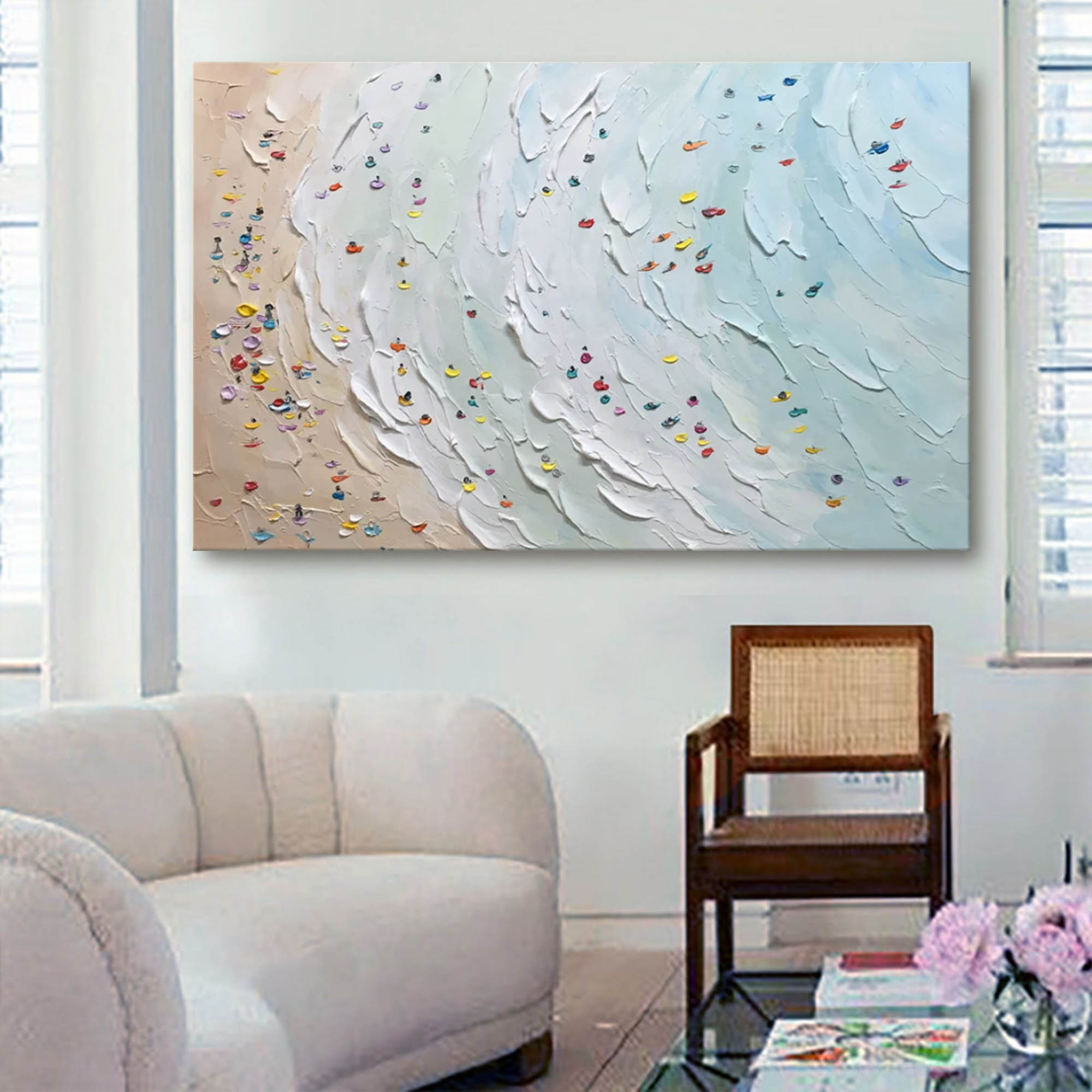 Coastal Vibrance: Textured Beach View Art