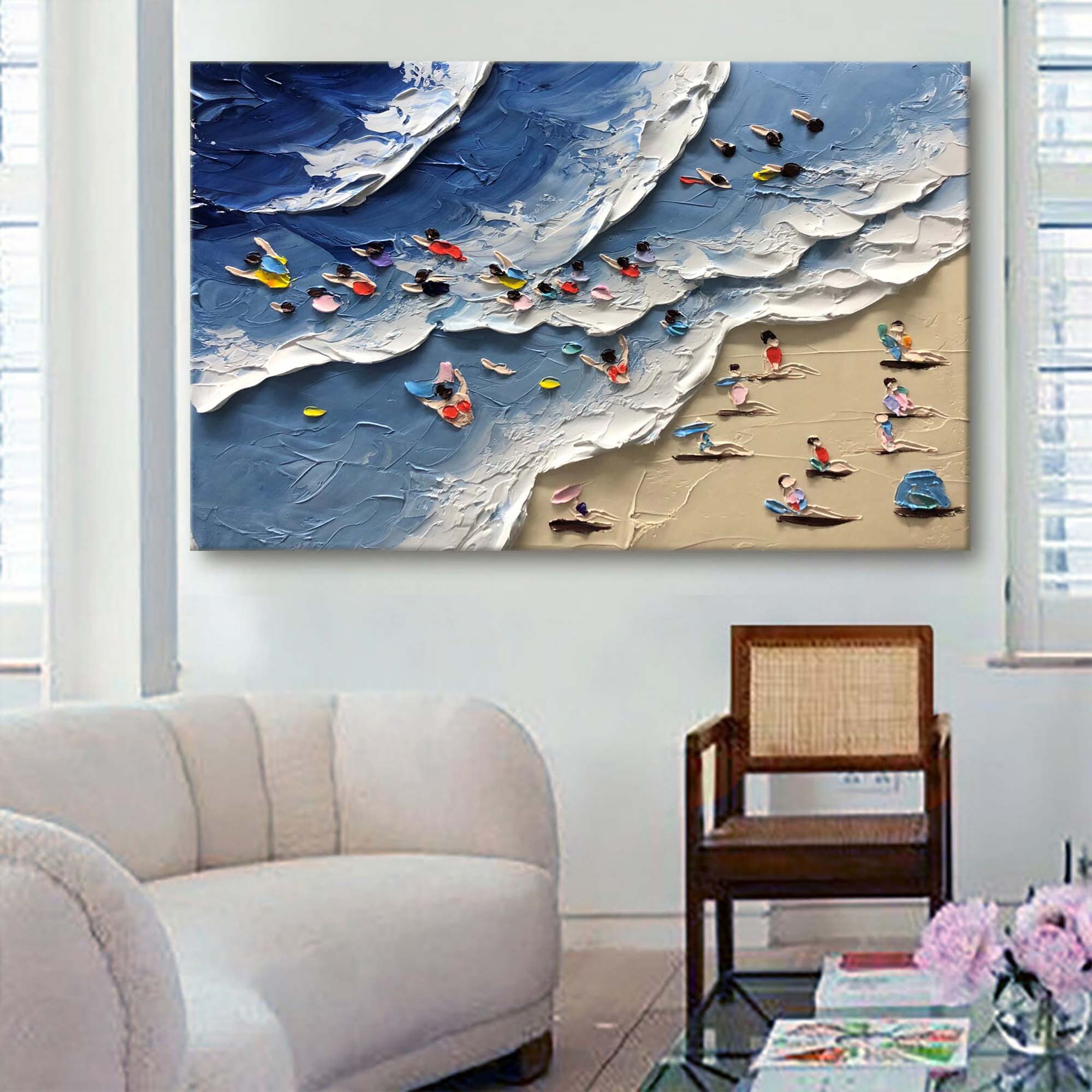 Seaside Delight: Textured Beach Scene Art