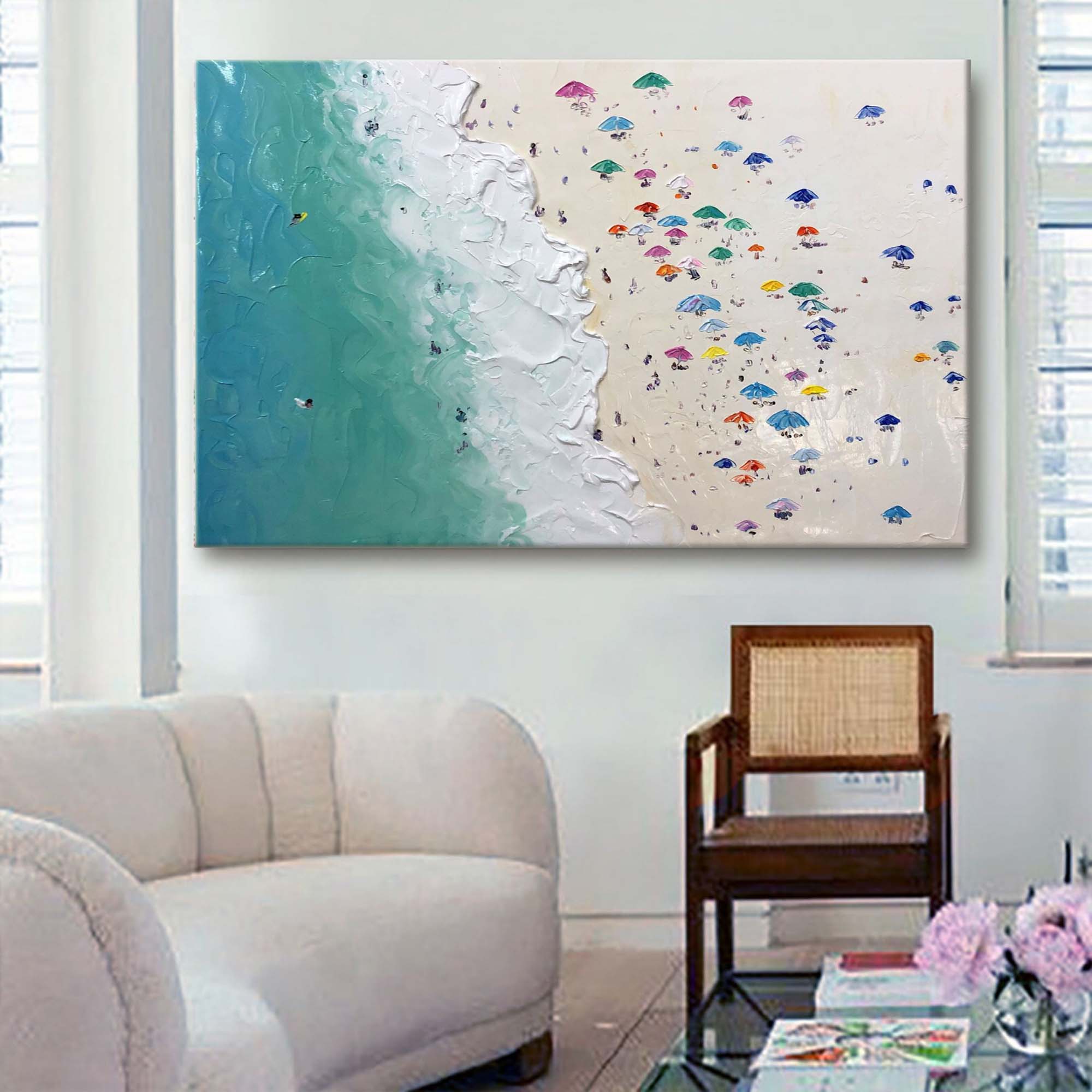 Coastal Harmony: Textured Beach Umbrella Scene