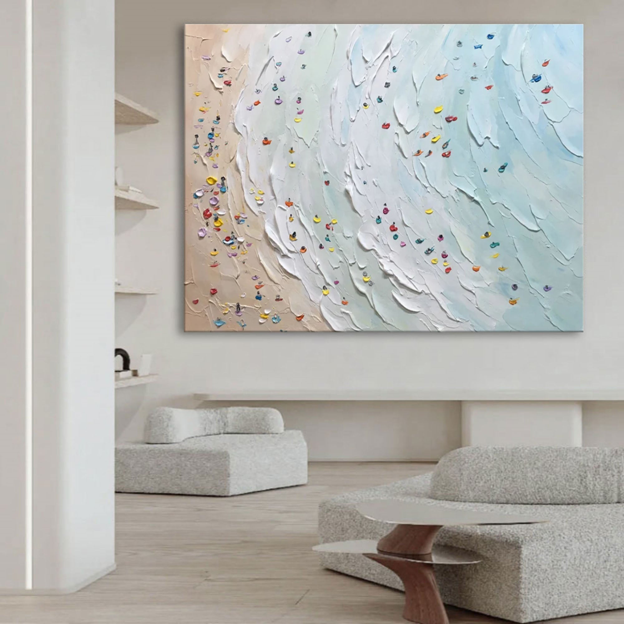 Coastal Vibrance: Textured Beach View Art