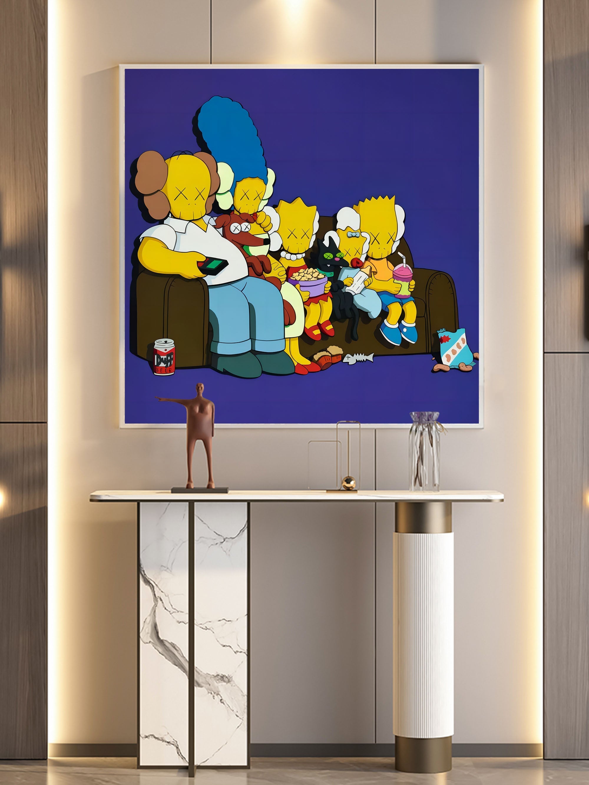 Pop Culture Couch Scene: Abstract Family Wall Art
