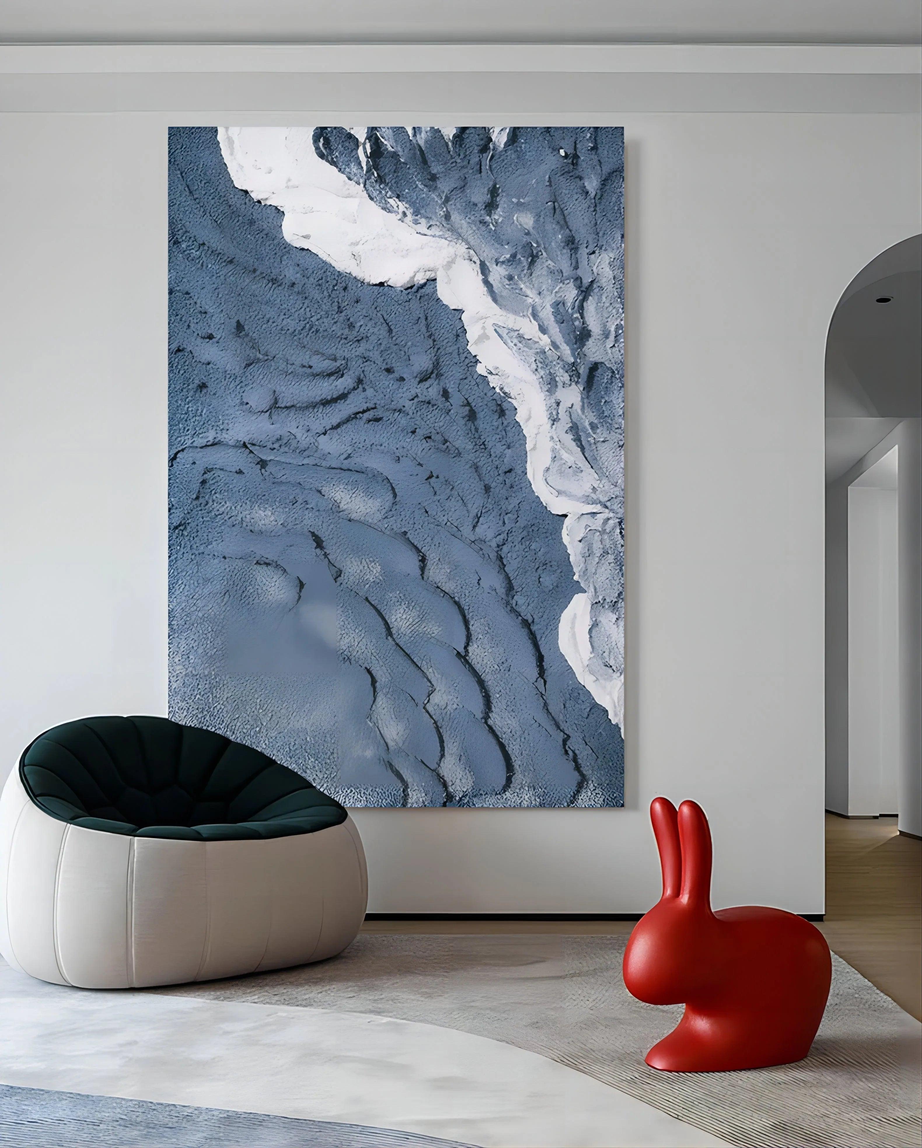 Blue Tide-Hand Drawn Three-Dimensional Wave Texture Wall Art - artextured