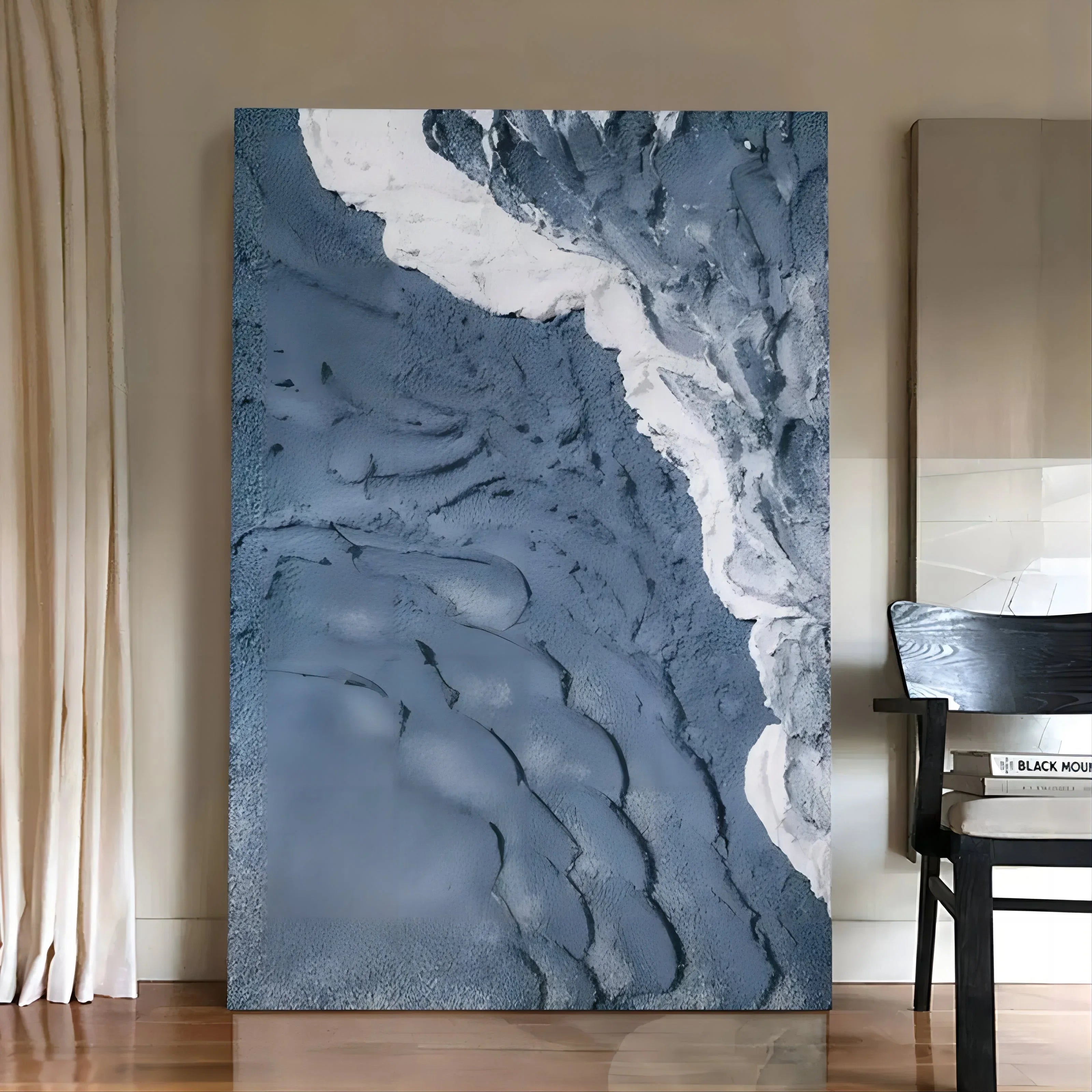 Blue Tide-Hand Drawn Three-Dimensional Wave Texture Wall Art - artextured