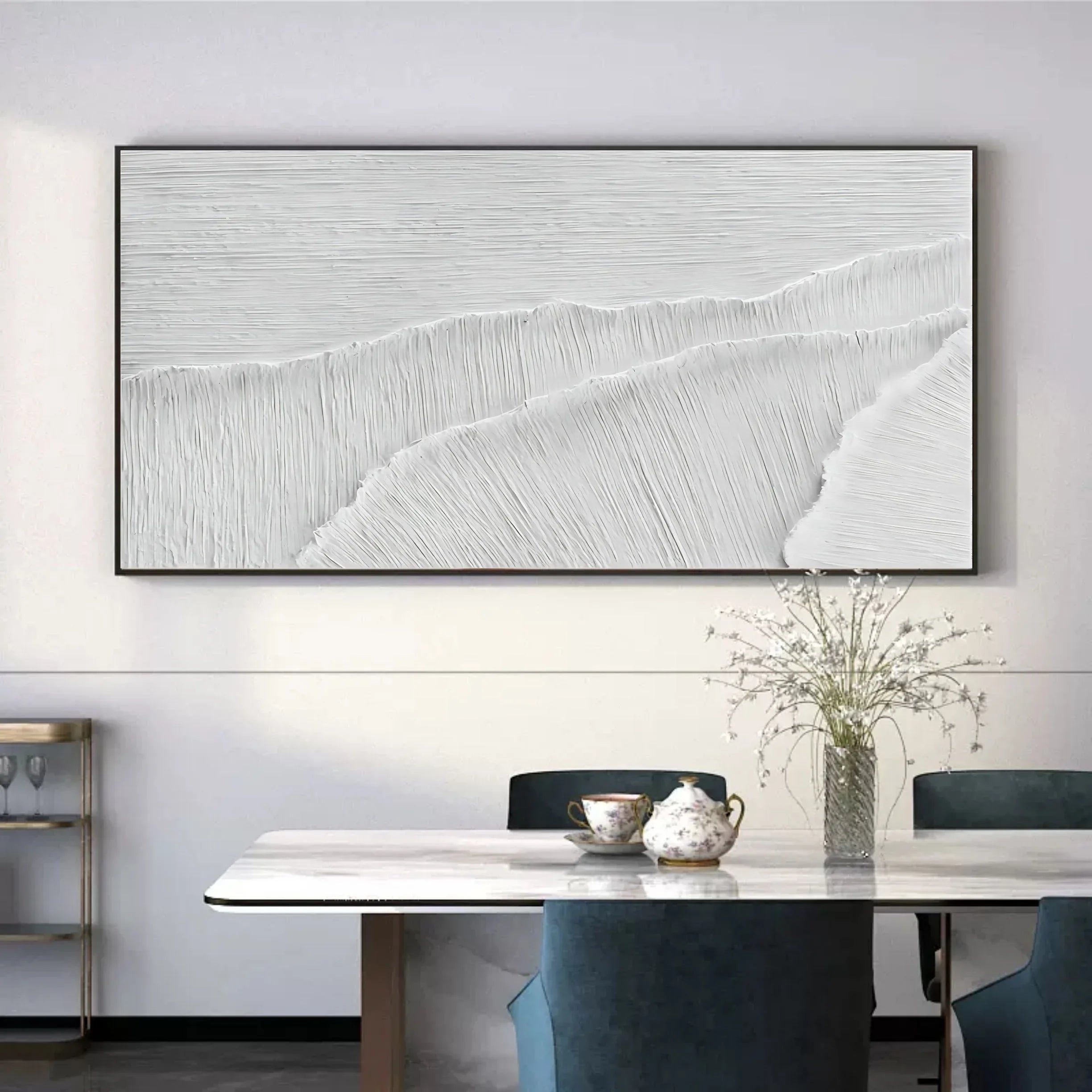 Ivory Serenity Horizons-Modern Minimalist Pure White Texture Abstract Wall Art - artextured
