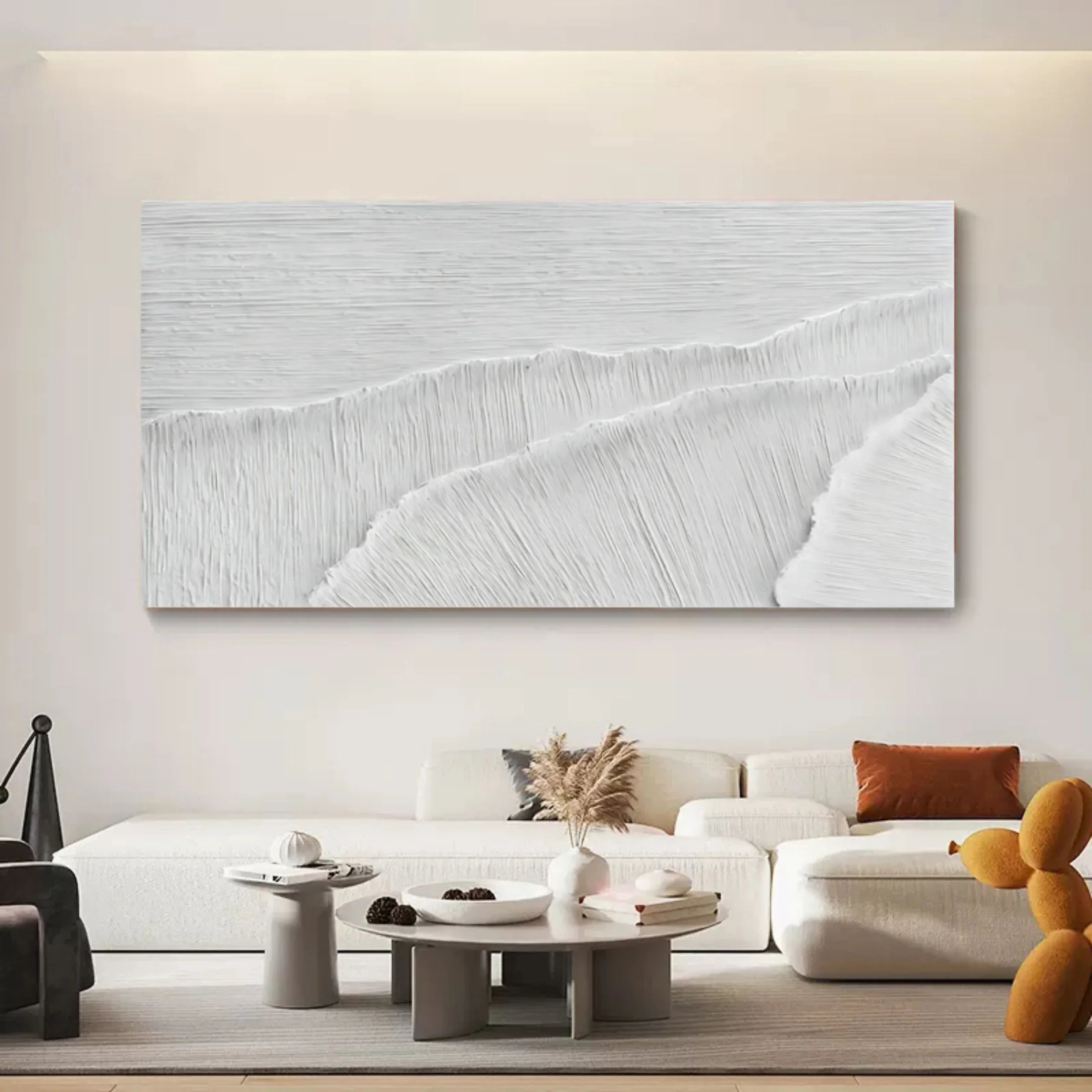 Ivory Serenity Horizons-Modern Minimalist Pure White Texture Abstract Wall Art - artextured