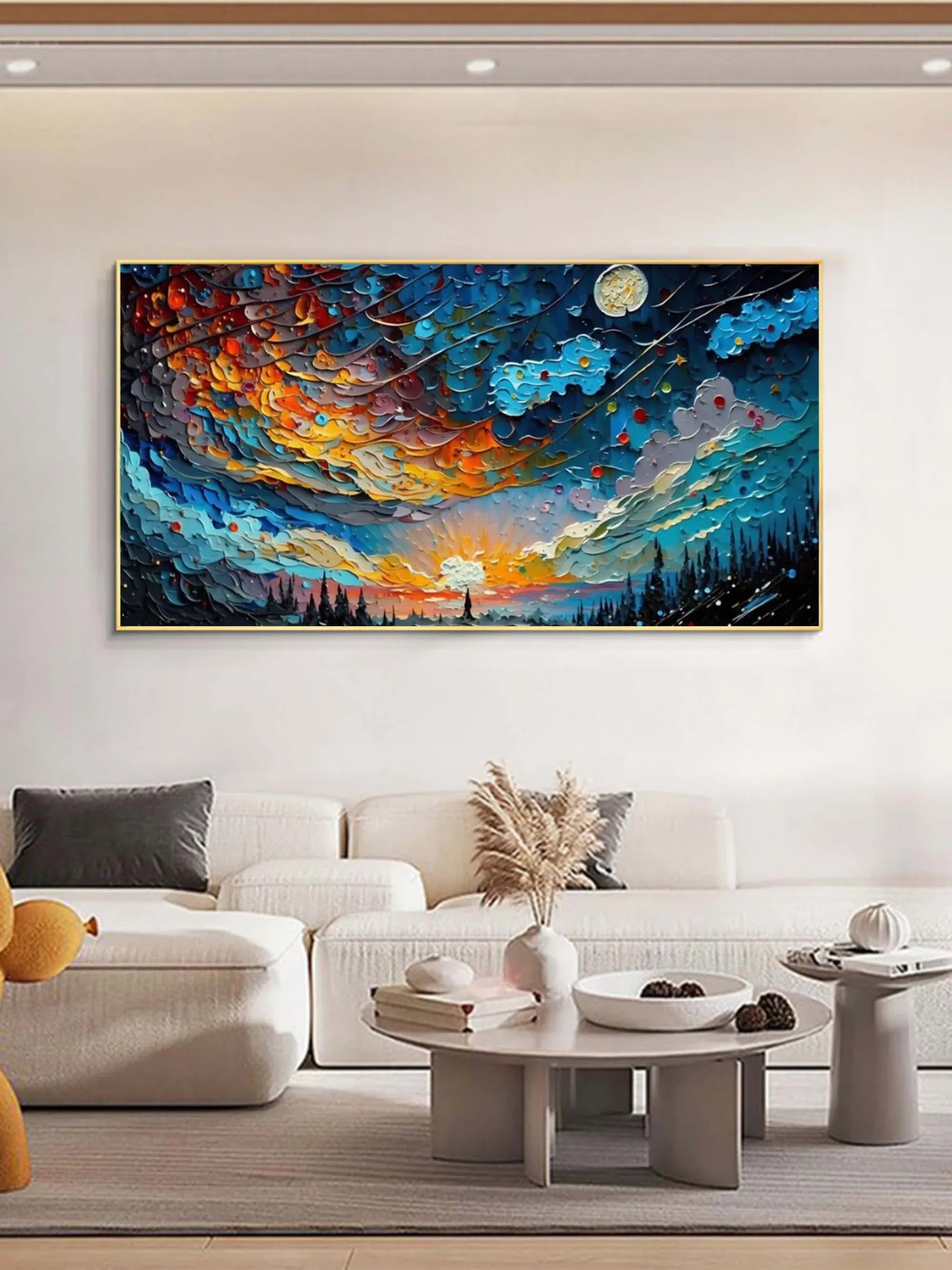 Cosmic Sunrise - Modern Interior Design Abstract Texture Starry Sky Wall Art - artextured