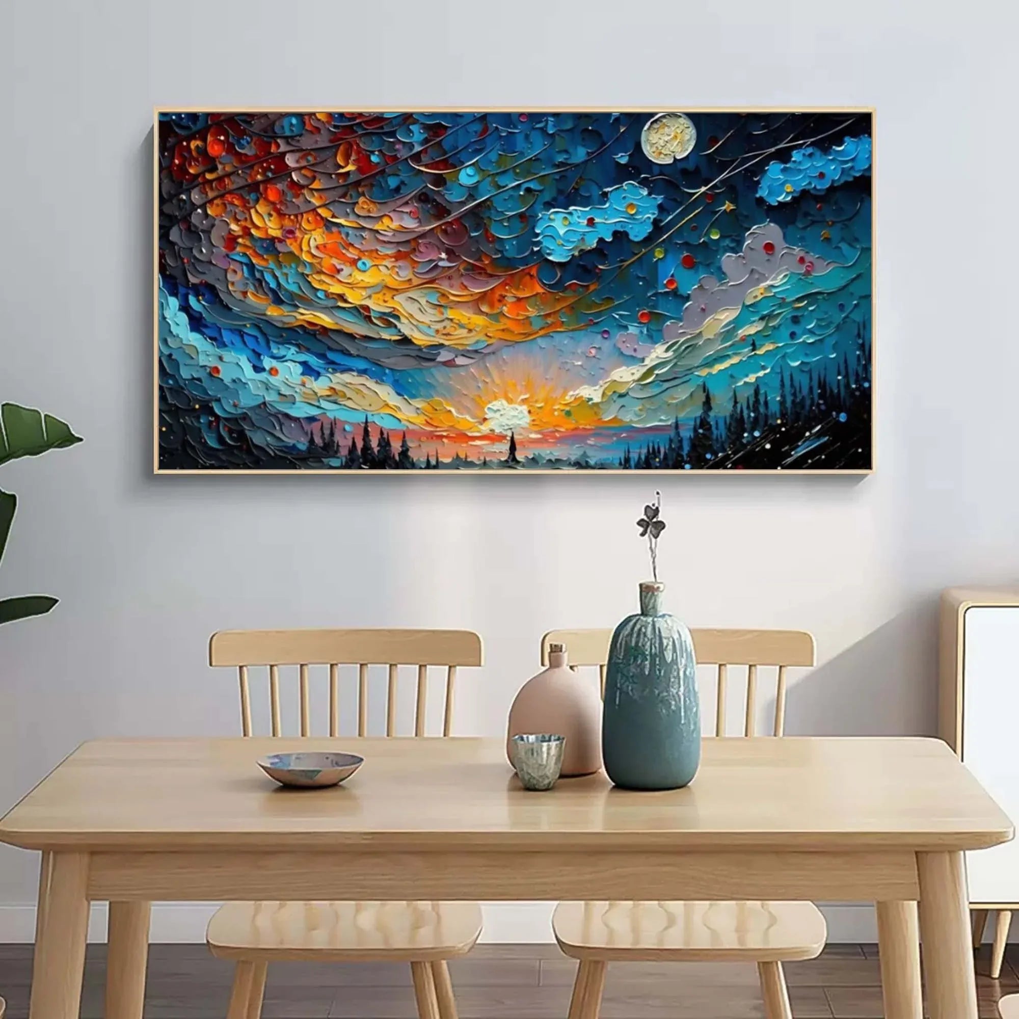 Cosmic Sunrise - Modern Interior Design Abstract Texture Starry Sky Wall Art - artextured