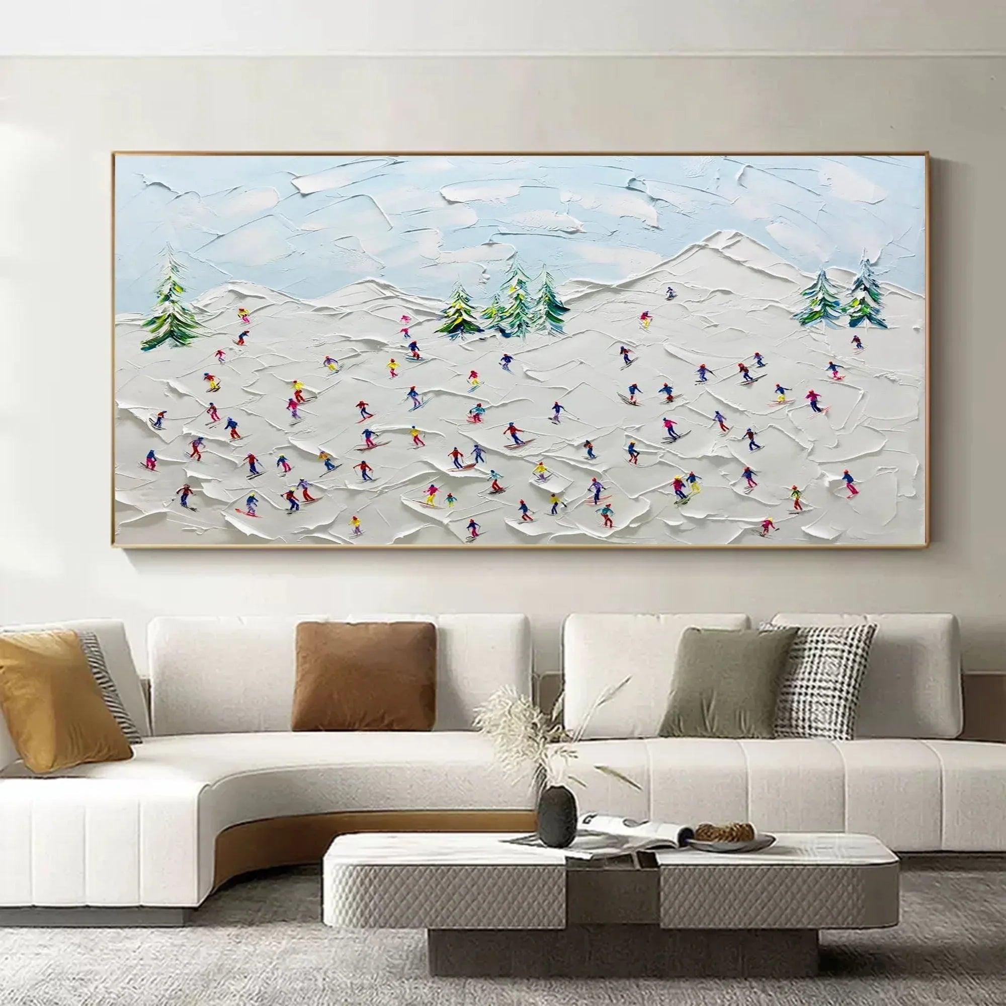Winter Joy-Handmade Thick Skiing Texture Abstract Wall Art - artextured