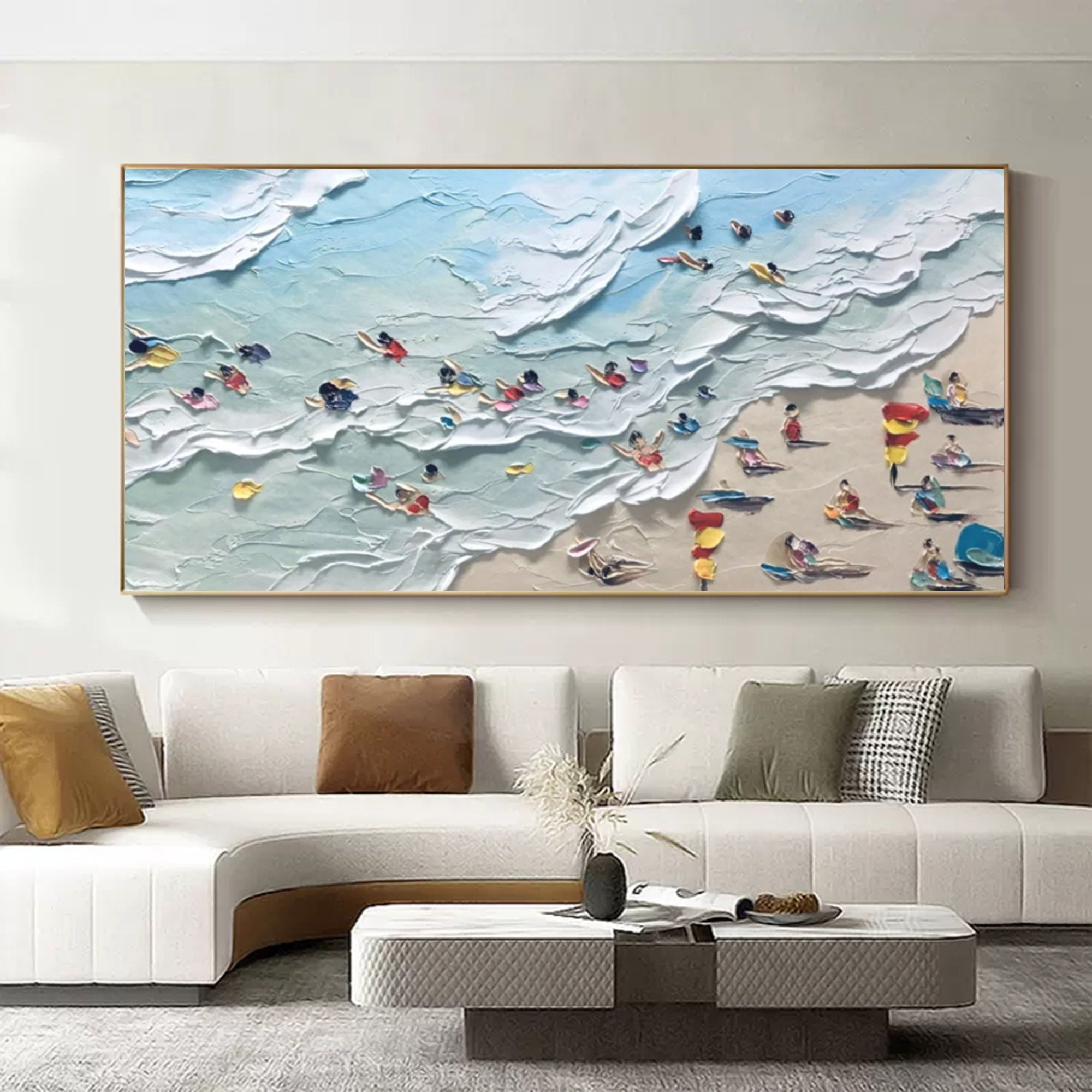 Shoreline Bliss: Textured Beach Day Art