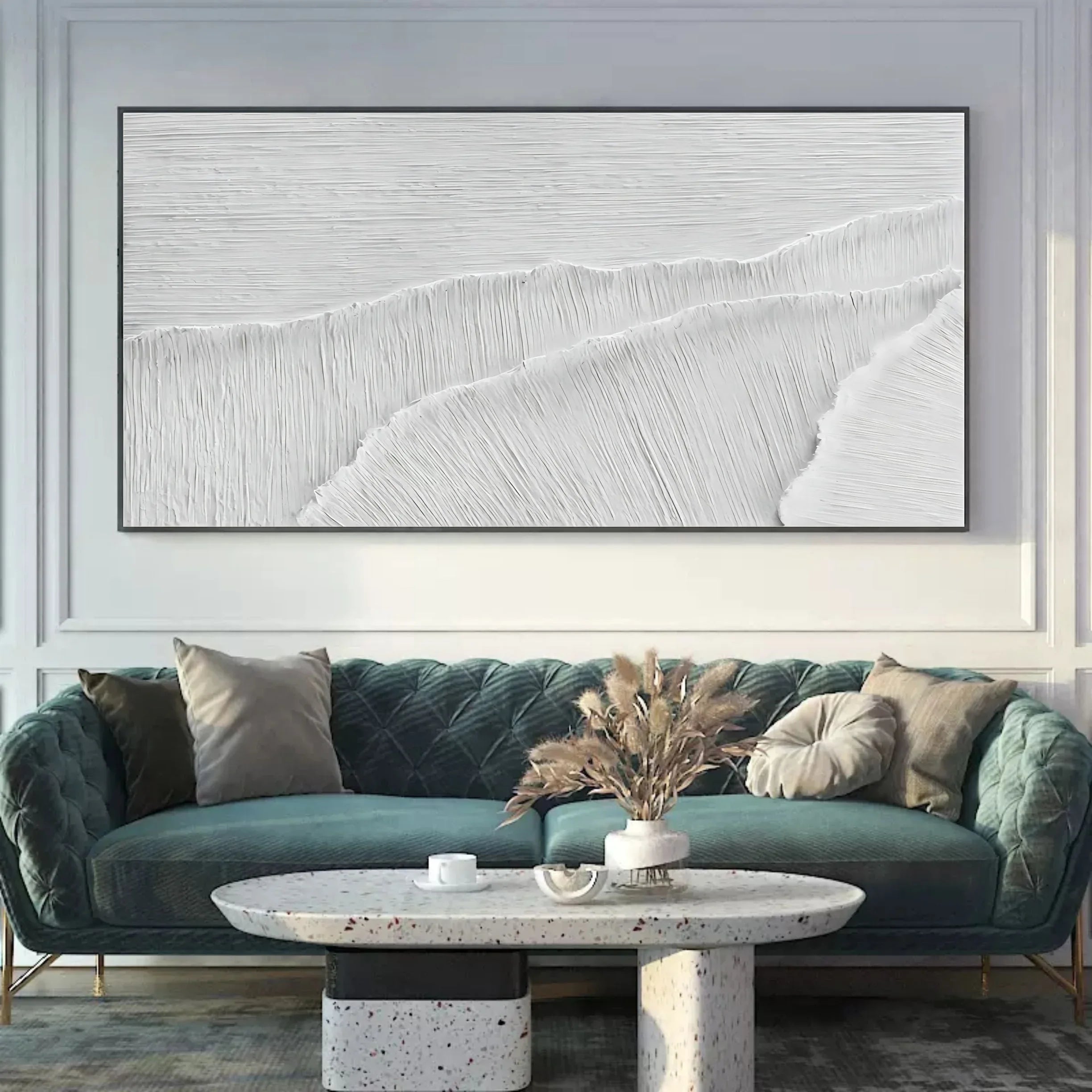 Ivory Serenity Horizons-Modern Minimalist Pure White Texture Abstract Wall Art - artextured