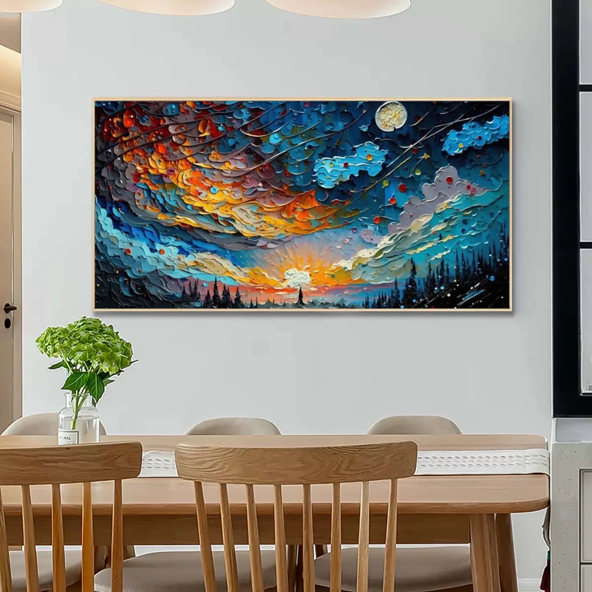 Cosmic Sunrise - Modern Interior Design Abstract Texture Starry Sky Wall Art - artextured