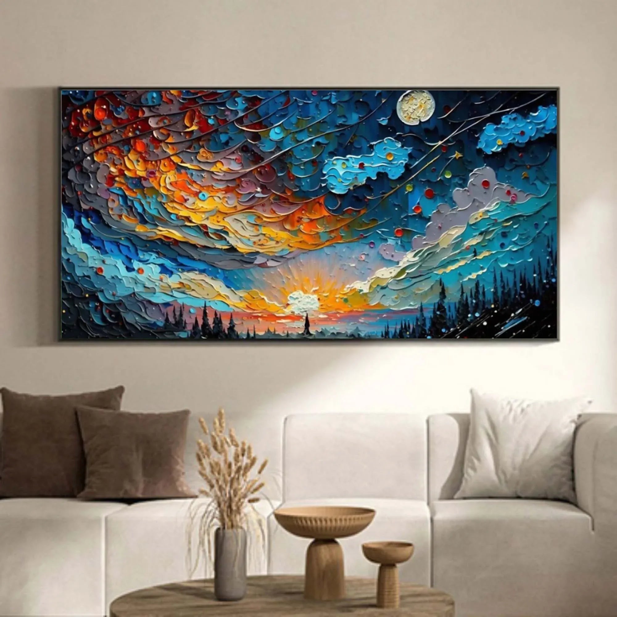 Cosmic Sunrise - Modern Interior Design Abstract Texture Starry Sky Wall Art - artextured