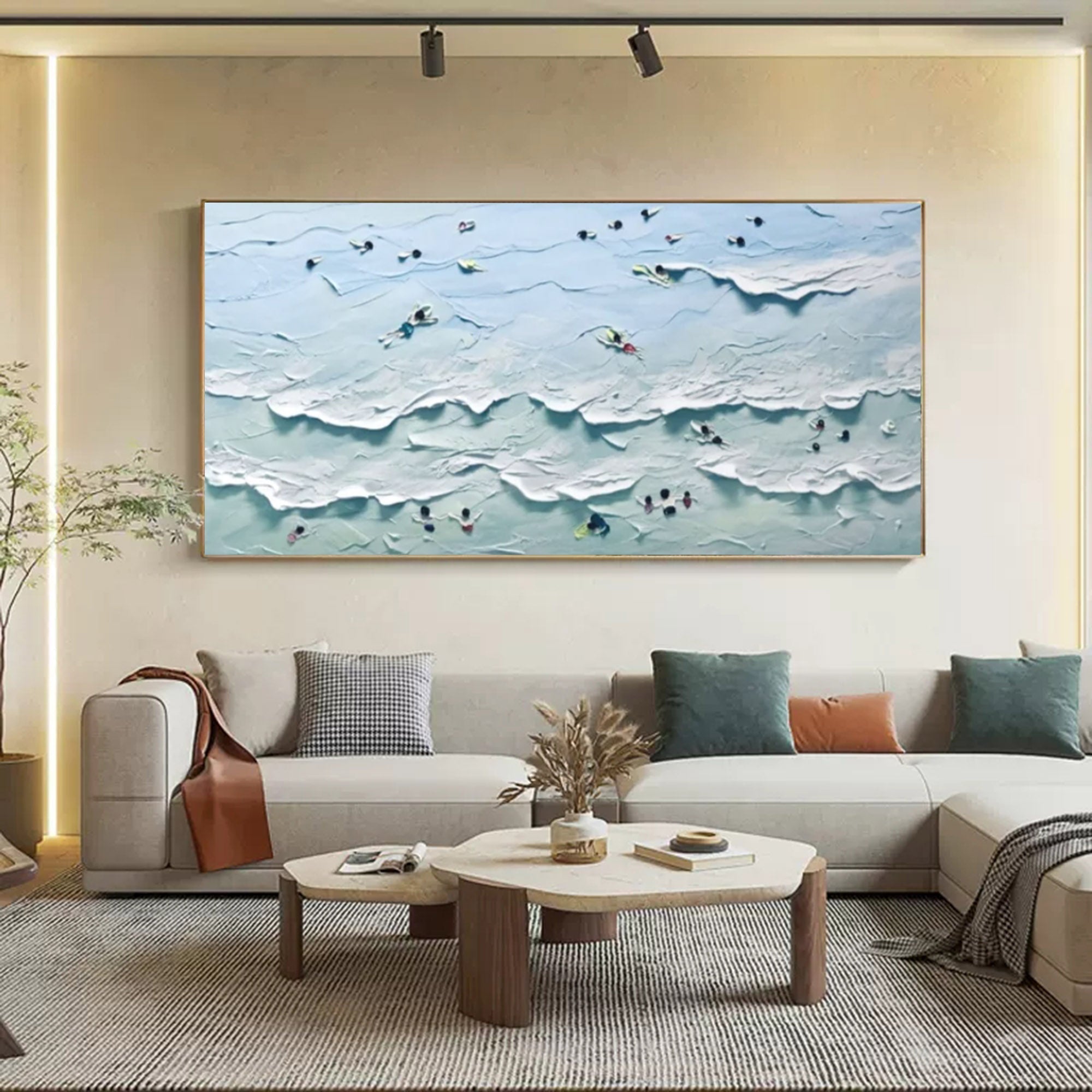 Tranquil Waves: Textured Seaside View