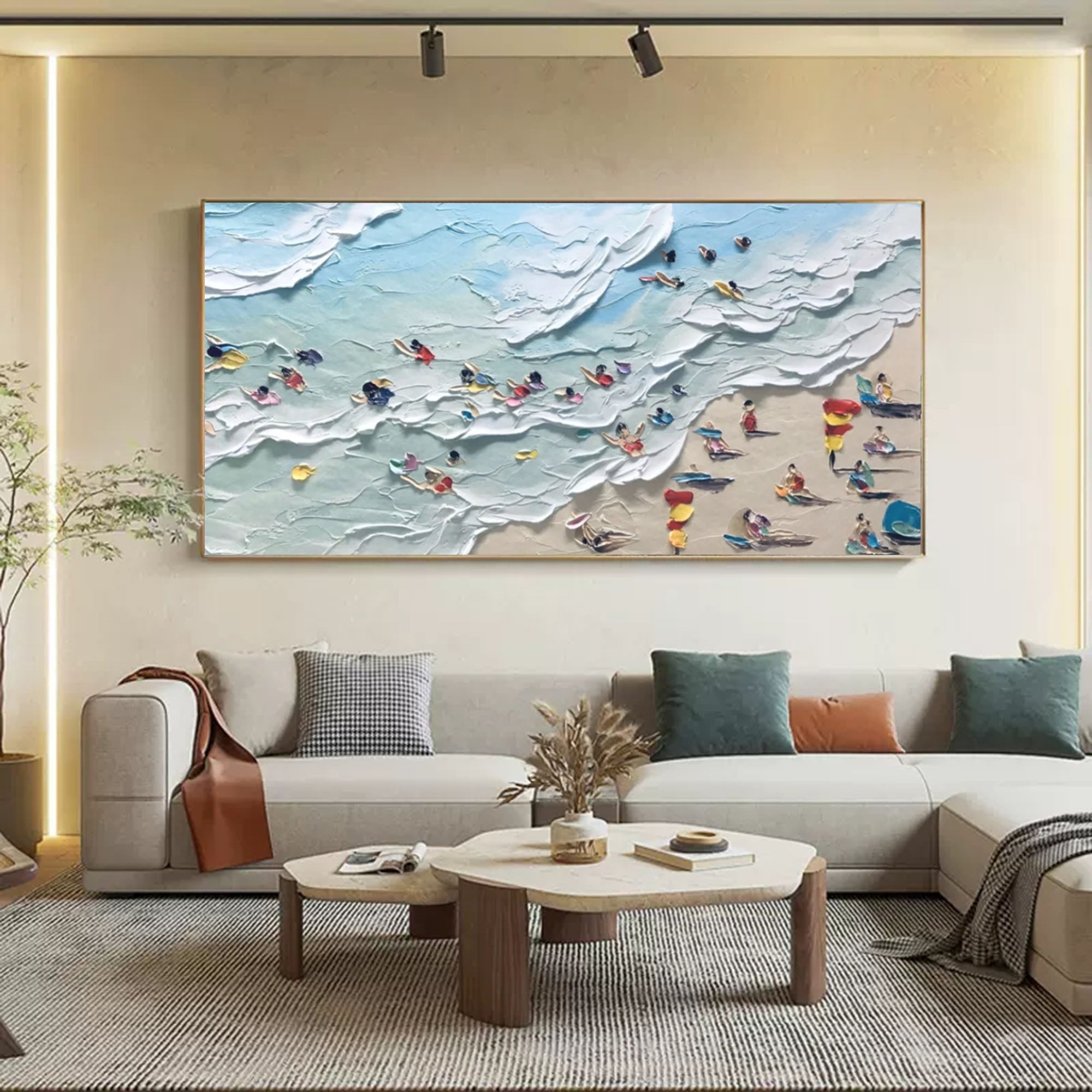 Shoreline Bliss: Textured Beach Day Art