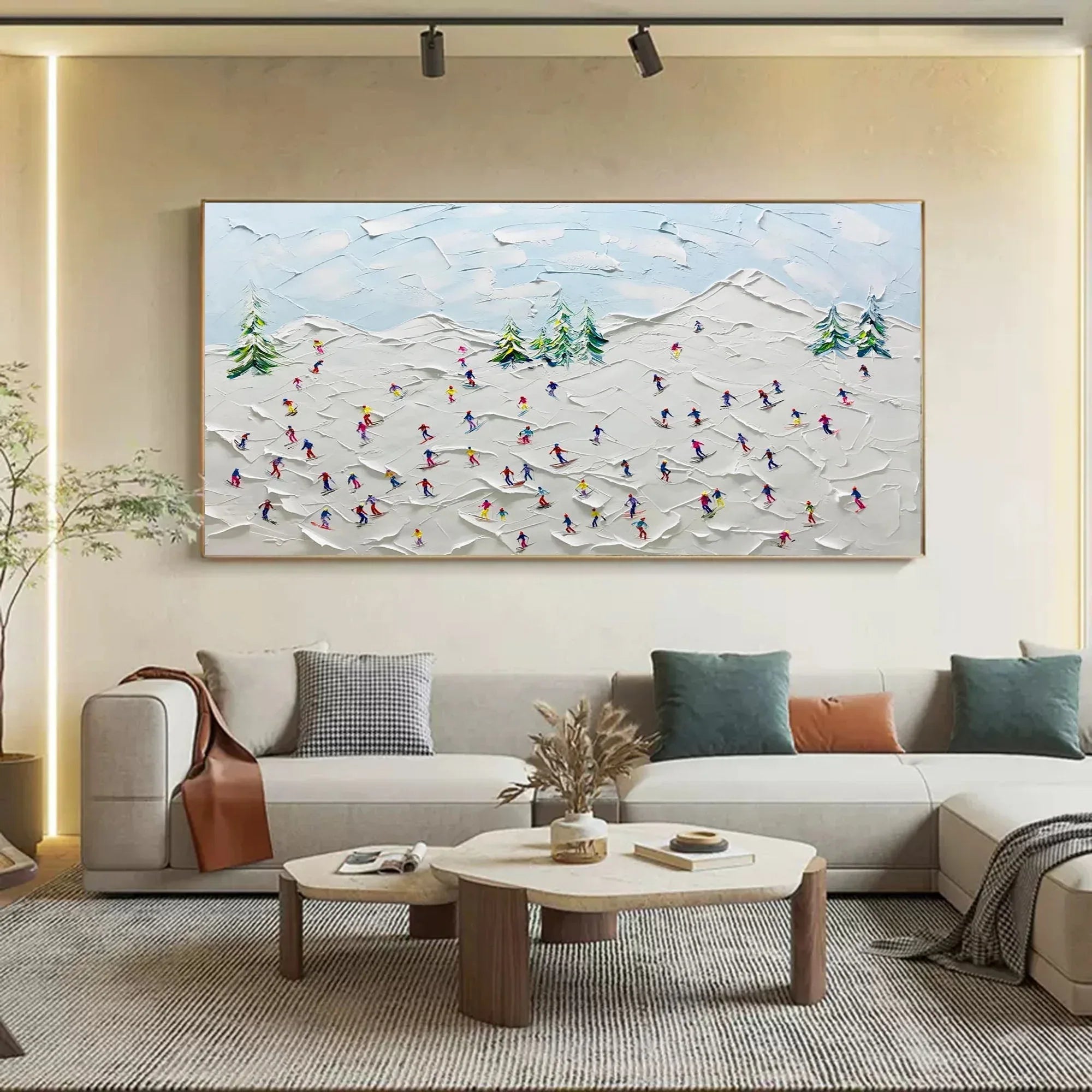 Winter Joy-Handmade Thick Skiing Texture Abstract Wall Art - artextured