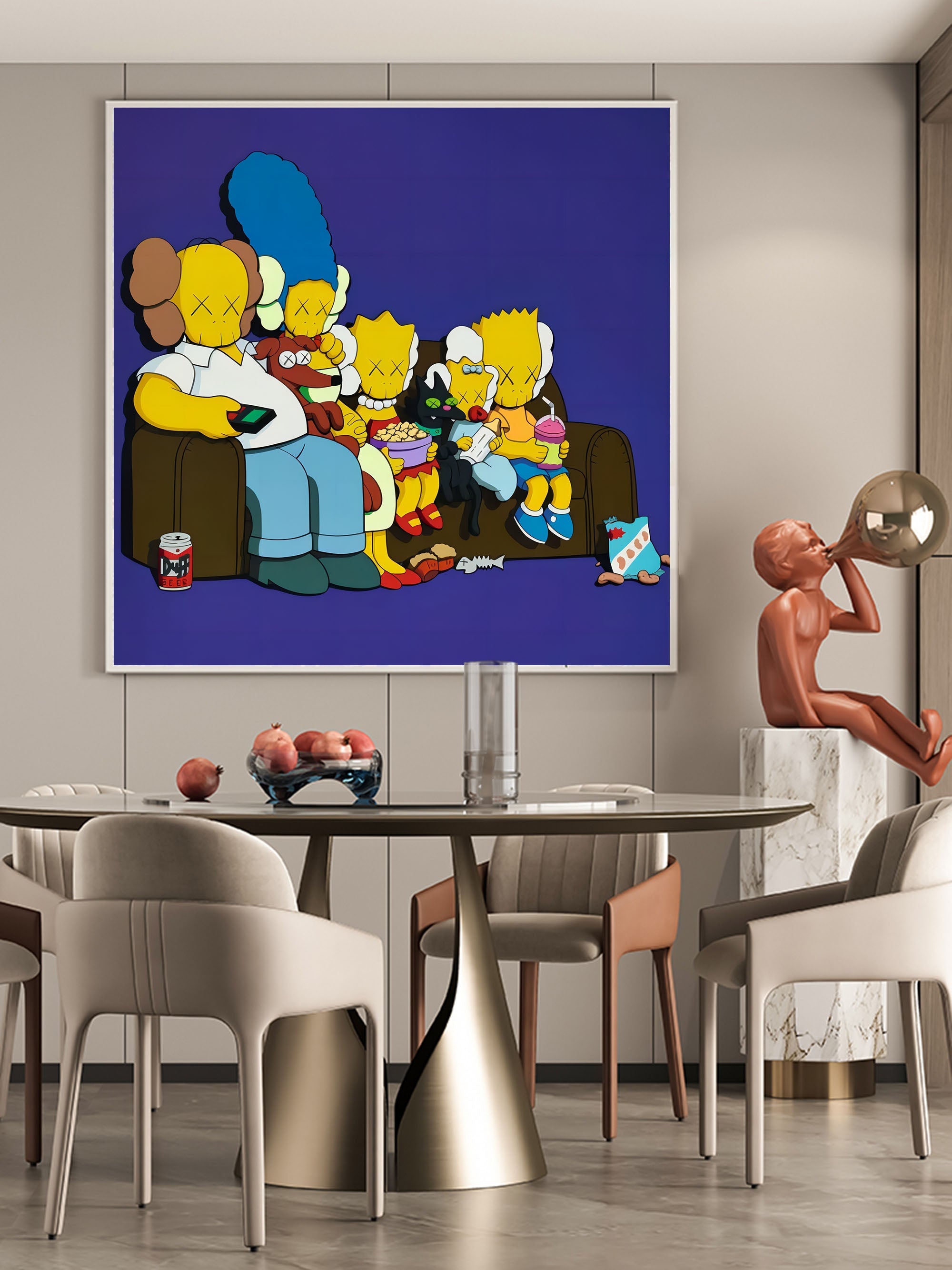 Pop Culture Couch Scene: Abstract Family Wall Art