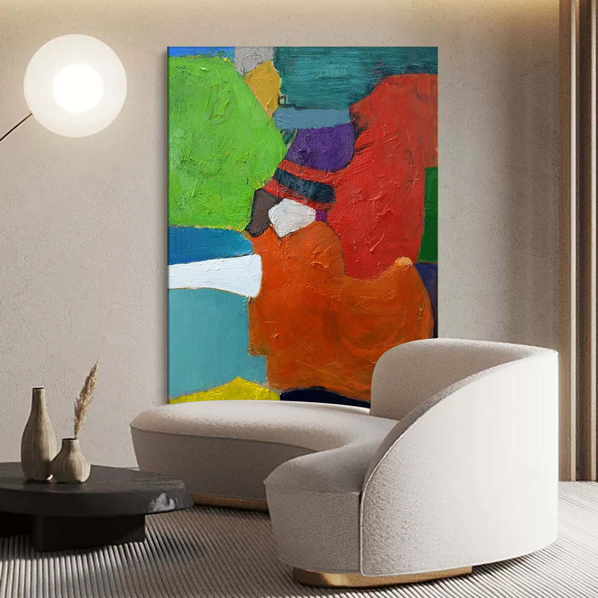 Abstract Color Block Composition - Bold Geometric Shapes on Canvas