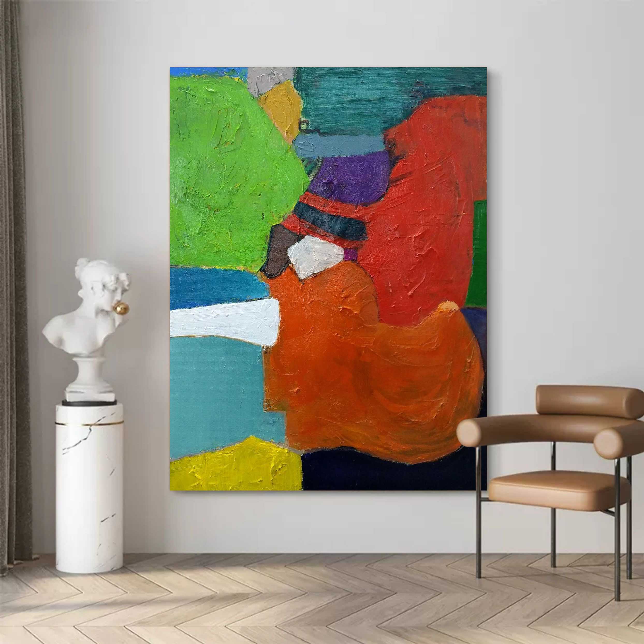 Abstract Color Block Composition - Bold Geometric Shapes on Canvas