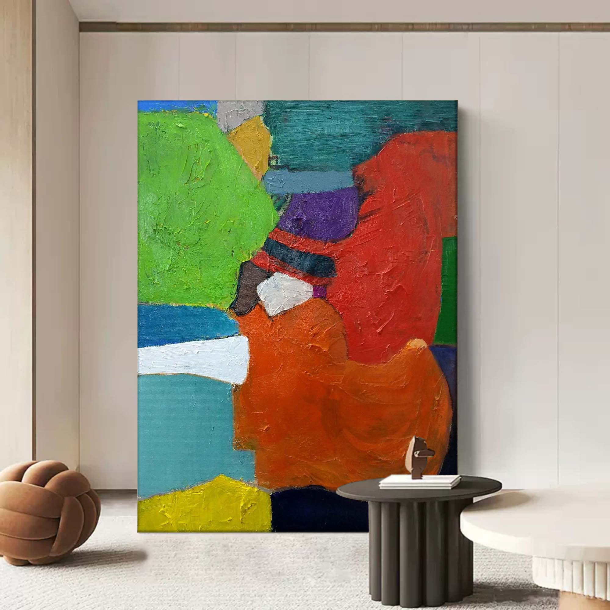 Abstract Color Block Composition - Bold Geometric Shapes on Canvas