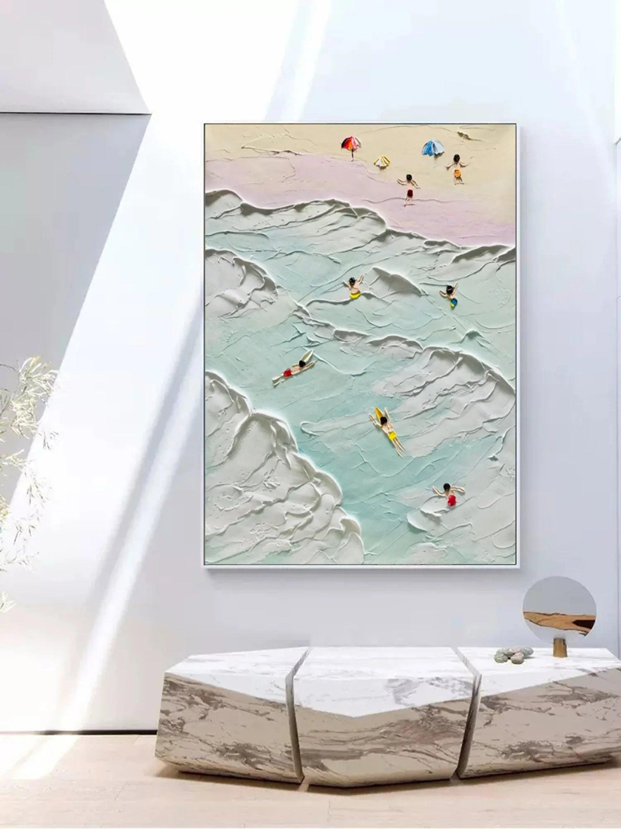 Coastal Bliss-Vertical Thick Coating Three-Dimensional Color Texture Abstract Wall Art - artextured