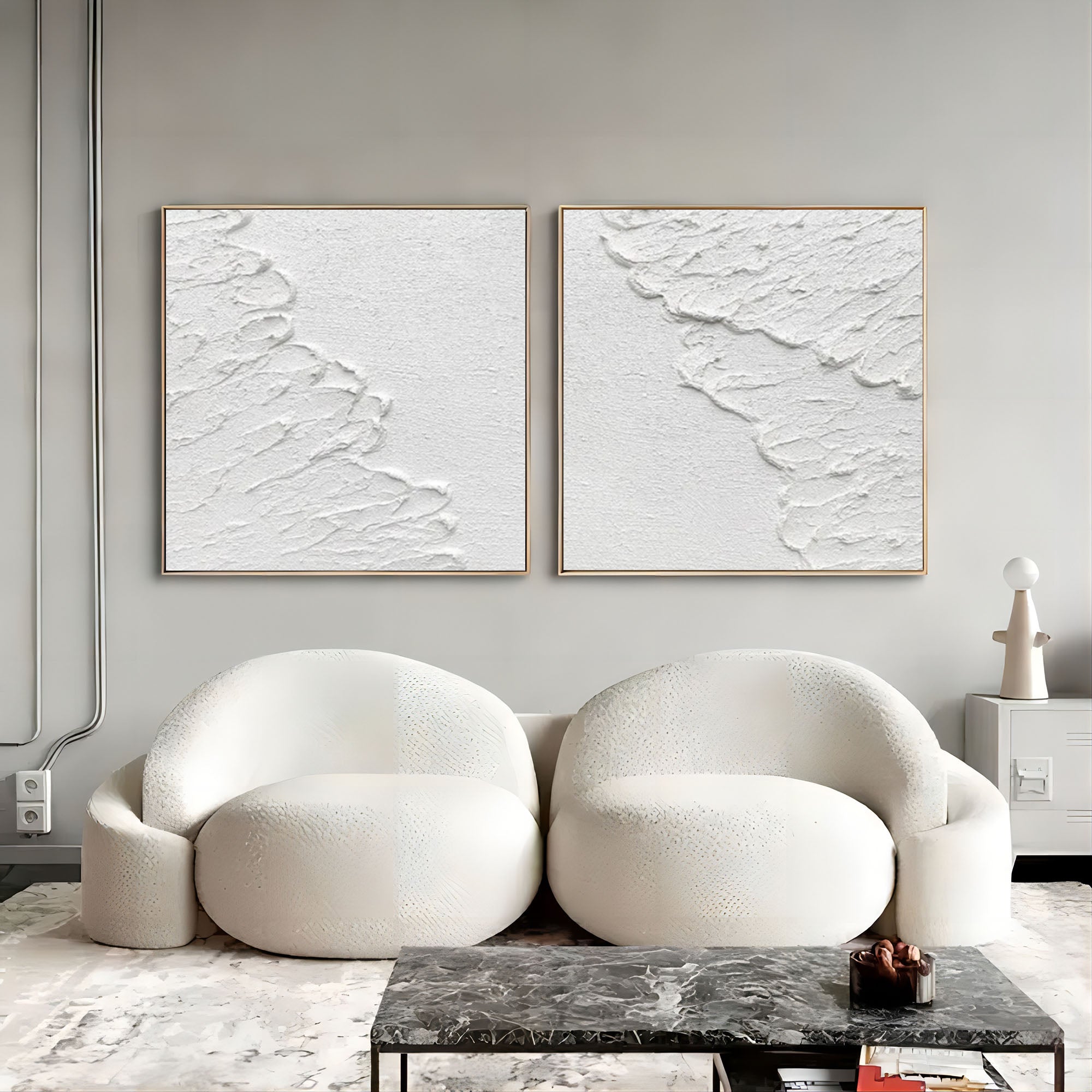 Ethereal Textured Diptych Art Set Of 2