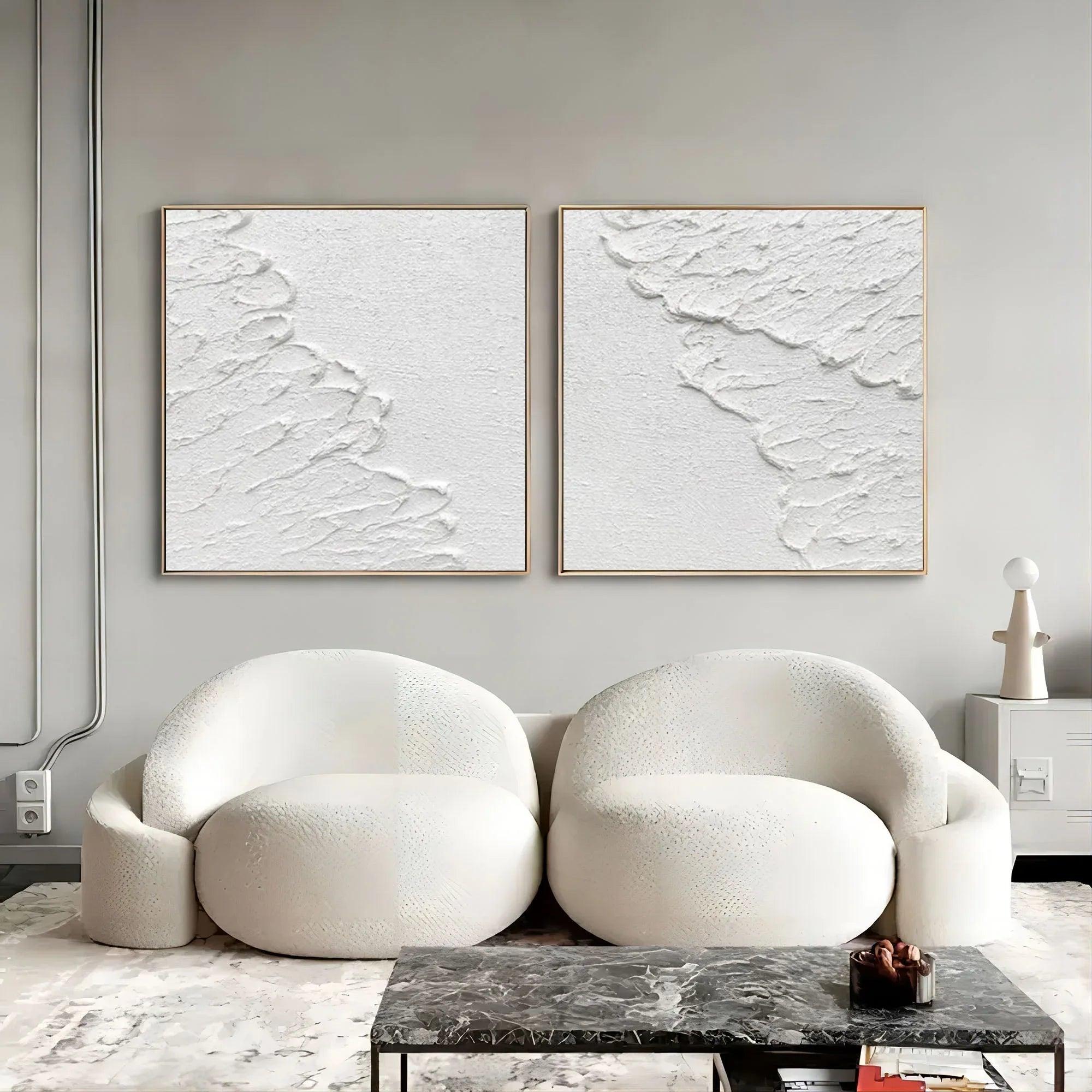 Ethereal Textured Diptych Art Set Of 2-Modern Minimalist Decorative Wave Flowing Texture Wall Art - artextured
