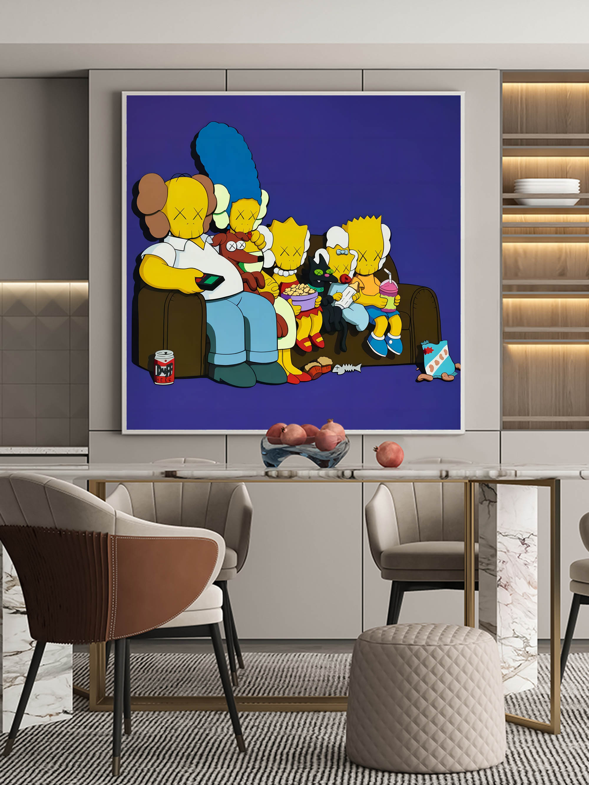 Pop Culture Couch Scene: Abstract Family Wall Art