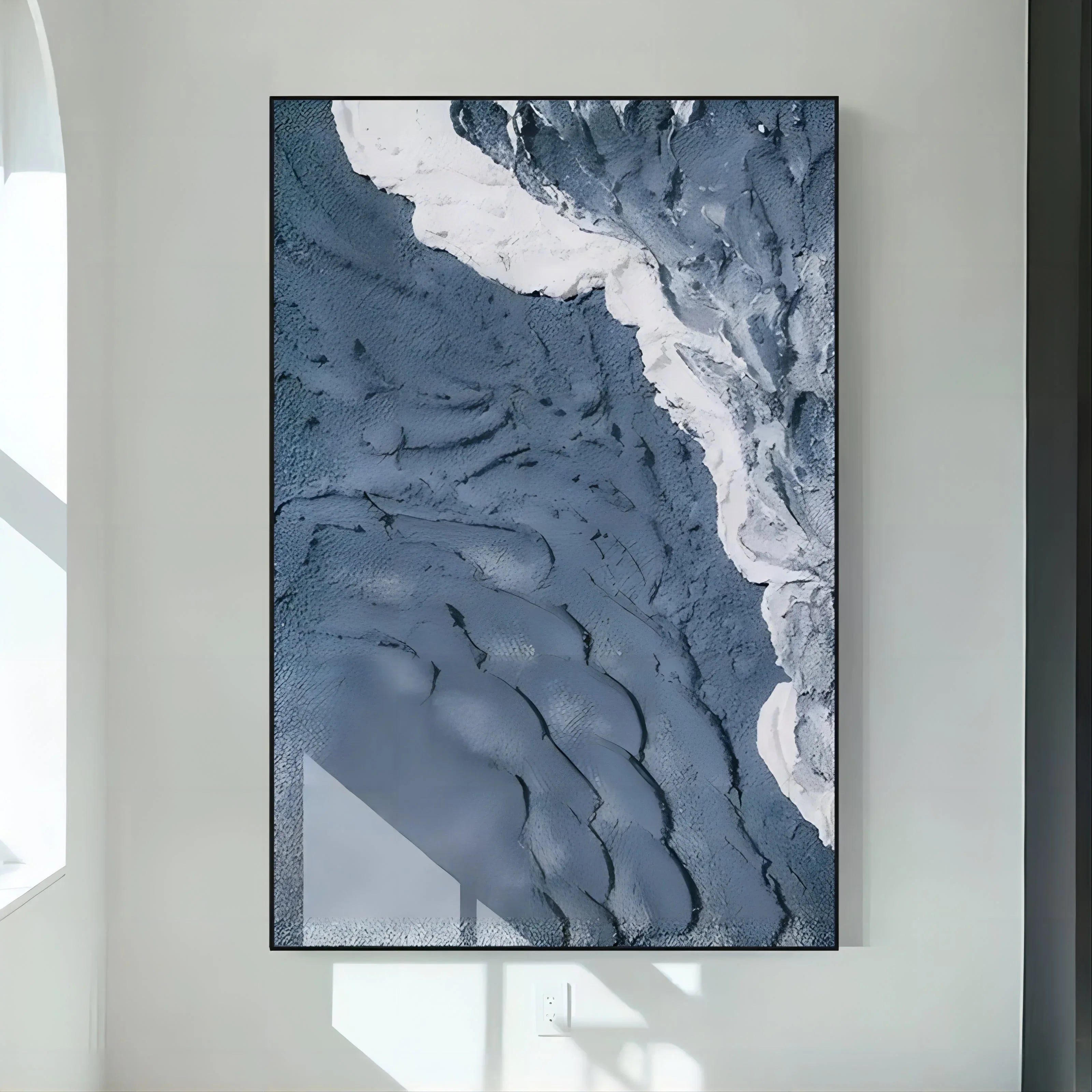 Blue Tide-Hand Drawn Three-Dimensional Wave Texture Wall Art - artextured