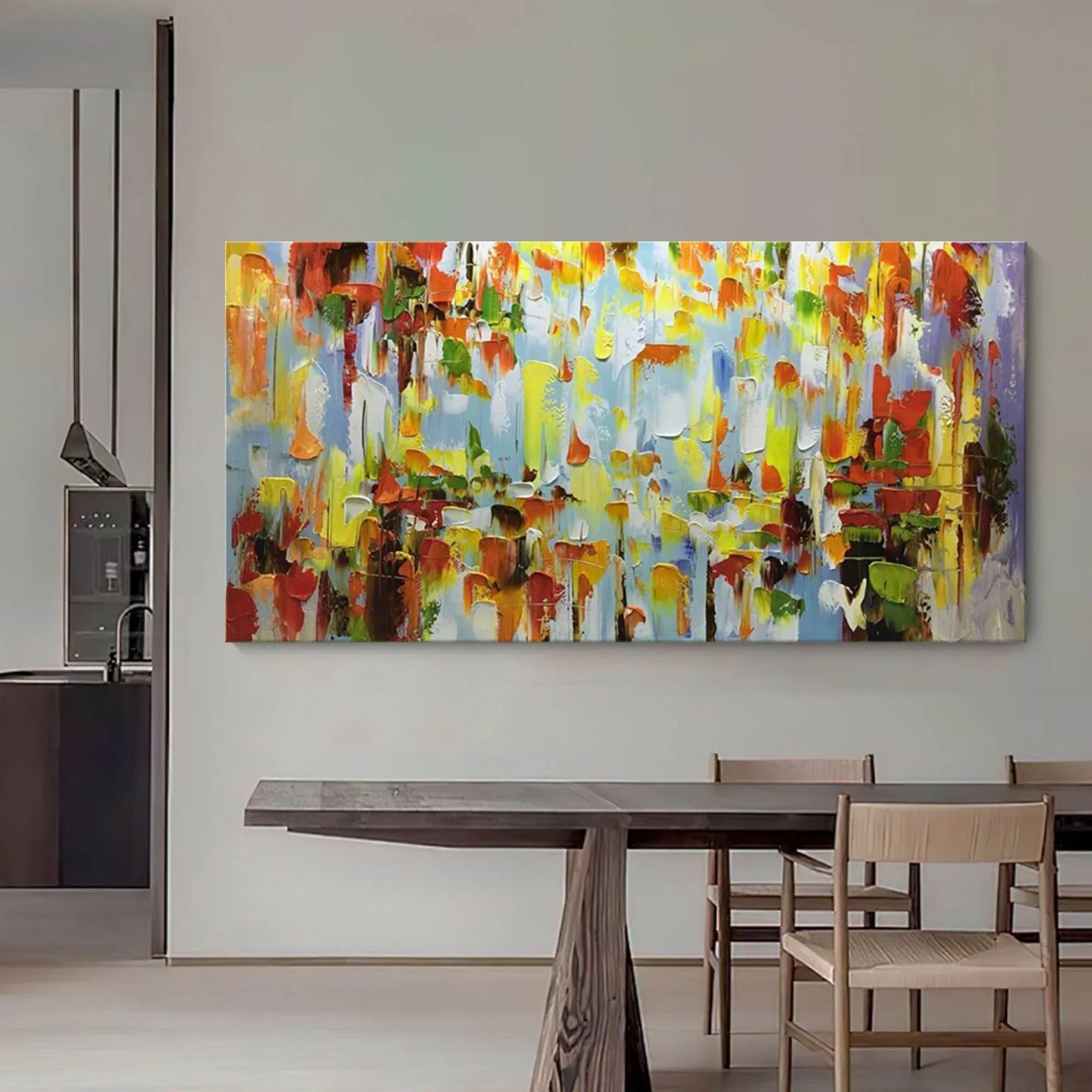 Color Symphony - Hand Drawn Thick Painted Abstract Colored Block Surface Oil Wall Art - artextured