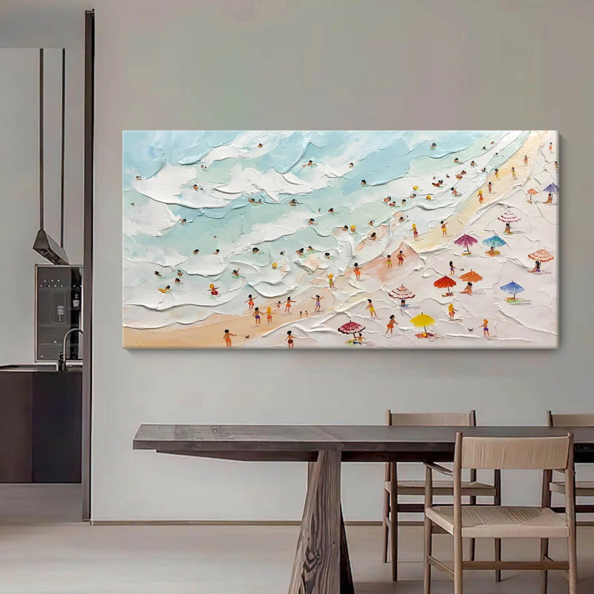 Beachside Bliss-Vibrant Seaside Scene Wall Art Created by Three-Dimensional Texture - artextured
