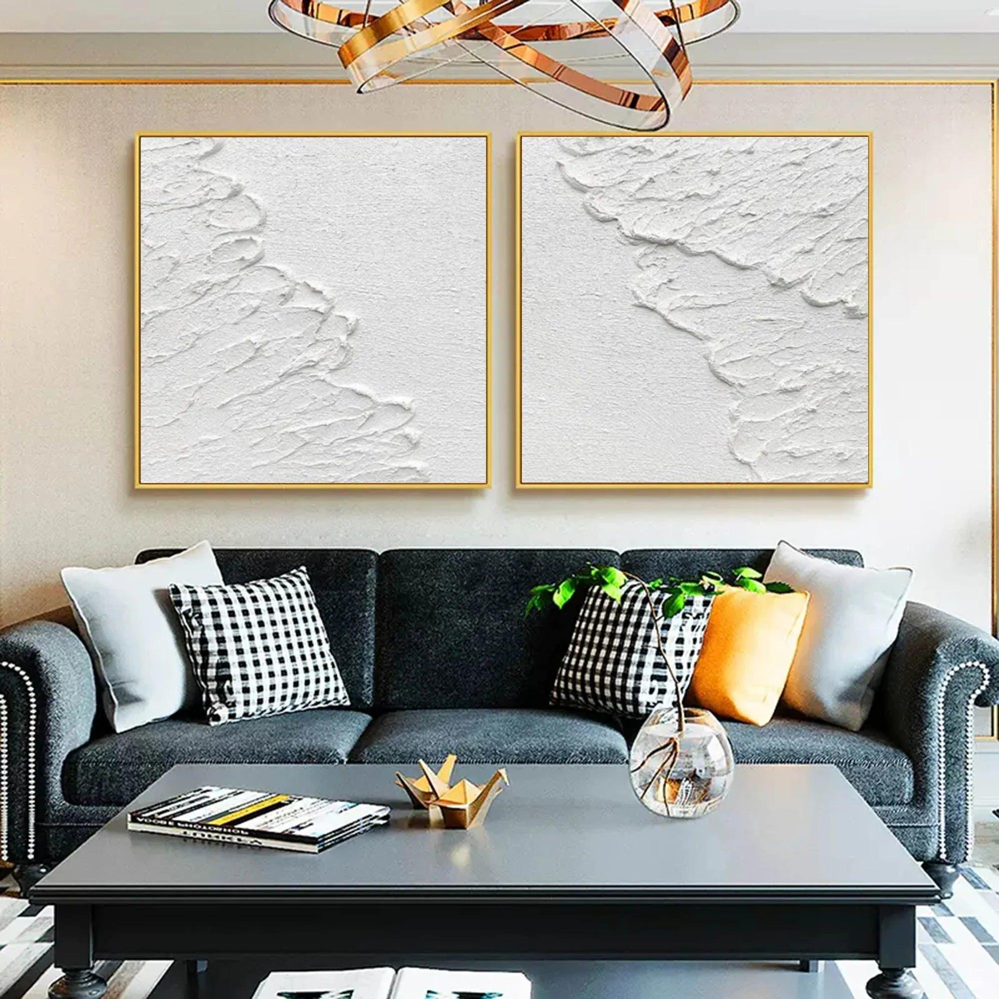 Ethereal Textured Diptych Art Set Of 2-Modern Minimalist Decorative Wave Flowing Texture Wall Art - artextured
