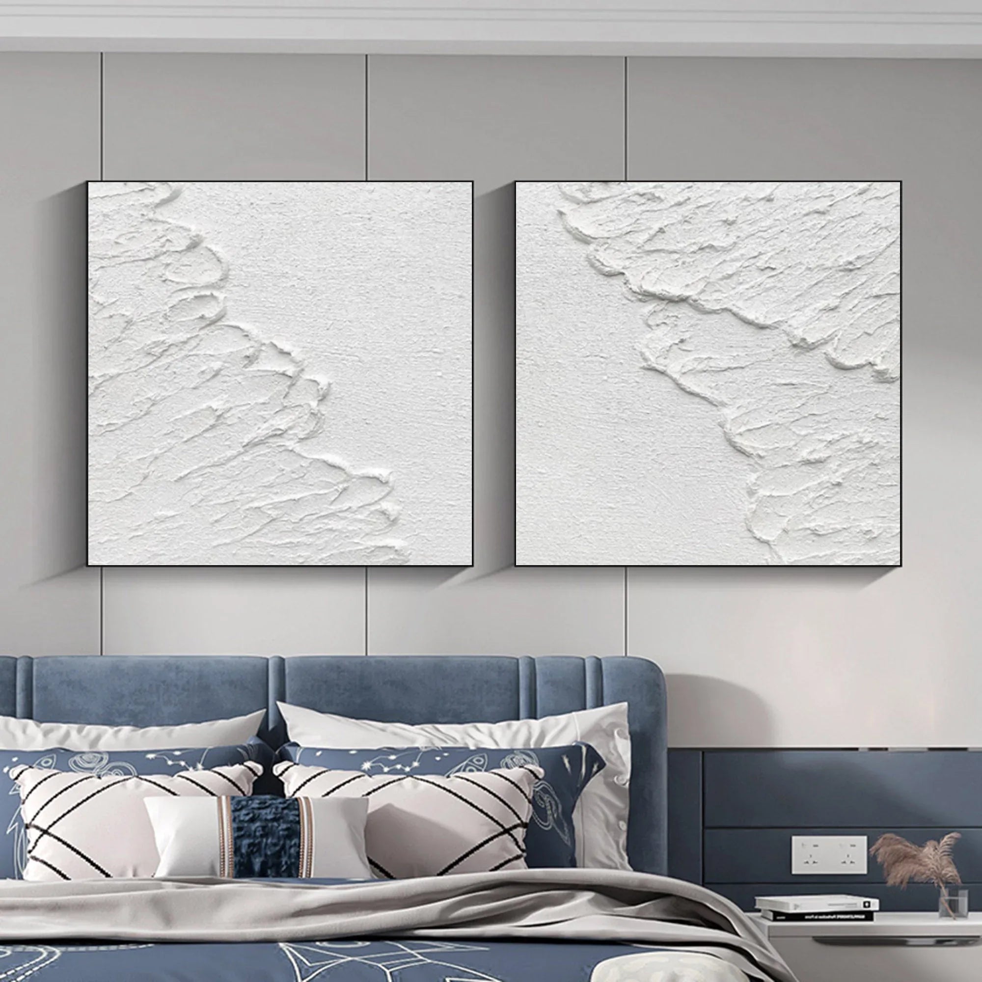 Ethereal Textured Diptych Art Set Of 2-Modern Minimalist Decorative Wave Flowing Texture Wall Art - artextured