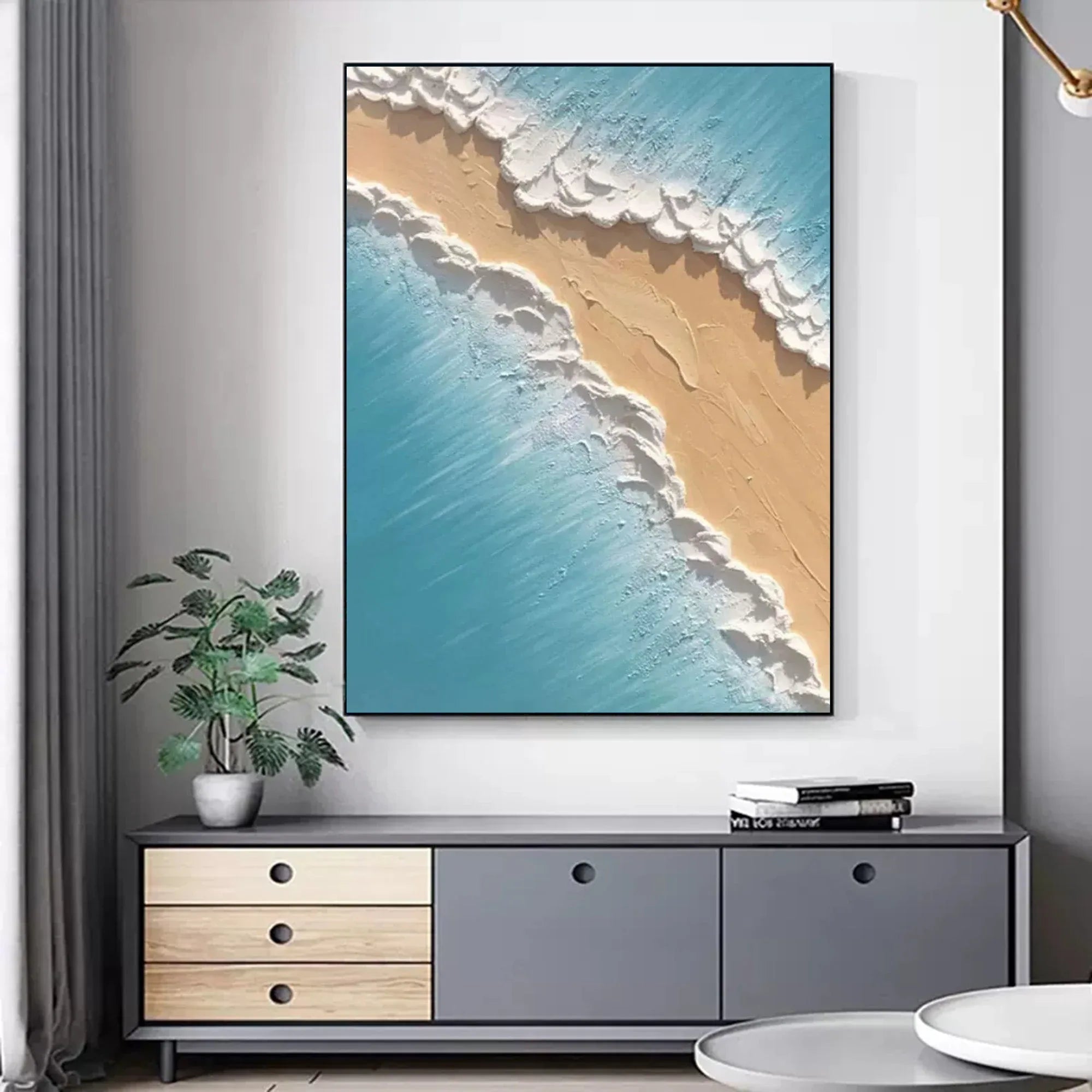 Golden Shoreline Serenity-Thick Coated Tidal Beach Texture Wall Art - artextured