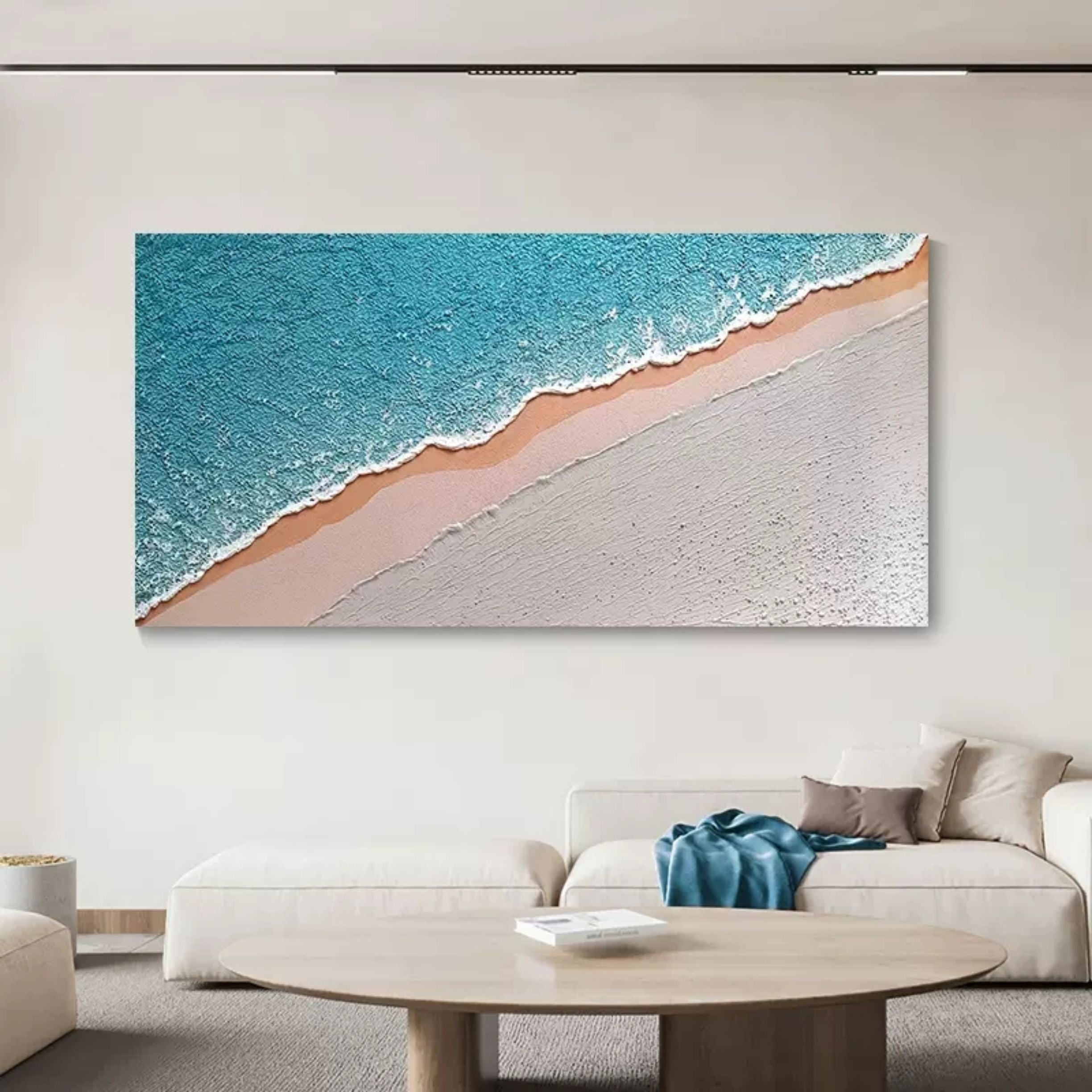 Blue Pink Shore Echo-Modern Interior Decoration Three-Dimensional Texture Seaside Wall Art