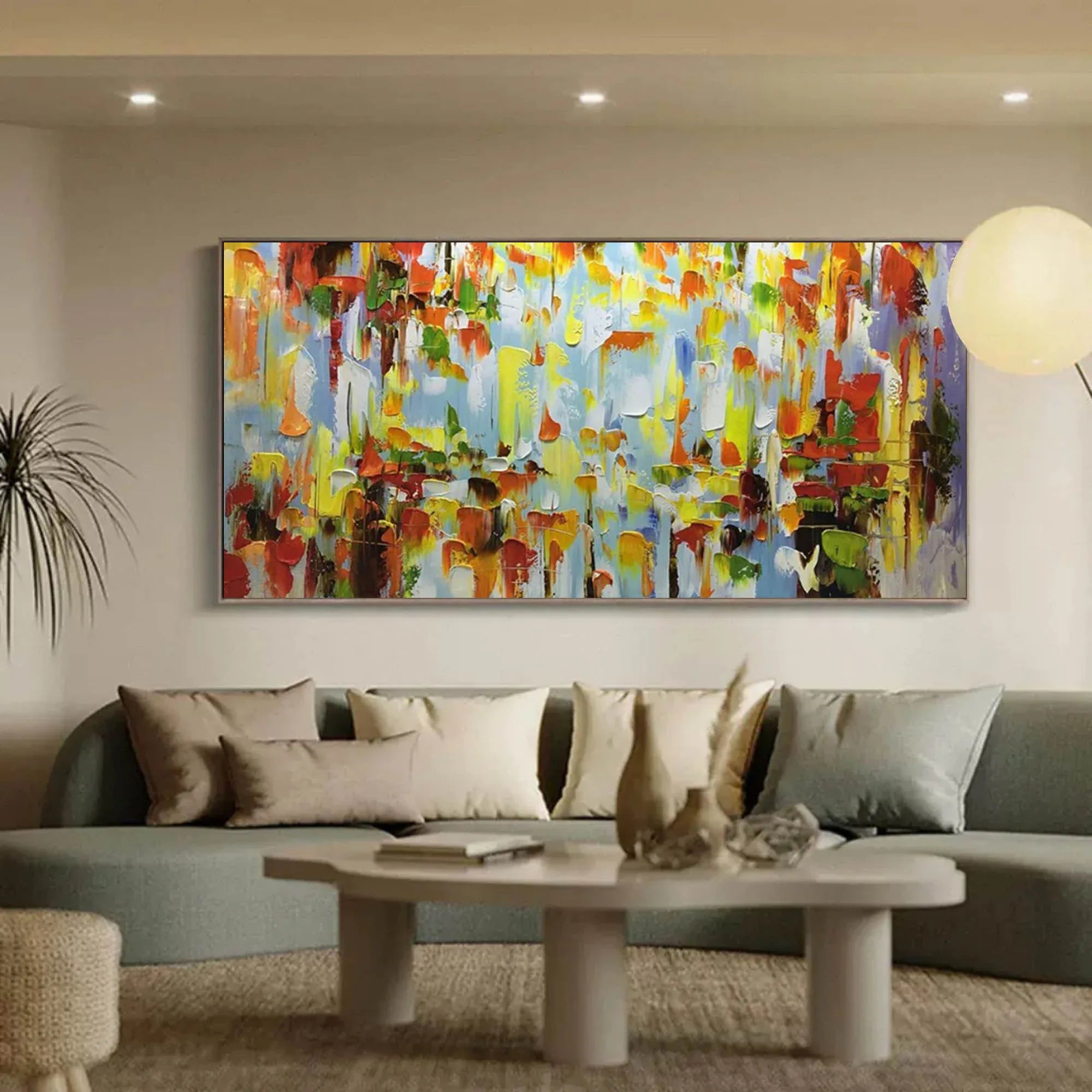 Color Symphony - Hand Drawn Thick Painted Abstract Colored Block Surface Oil Wall Art - artextured