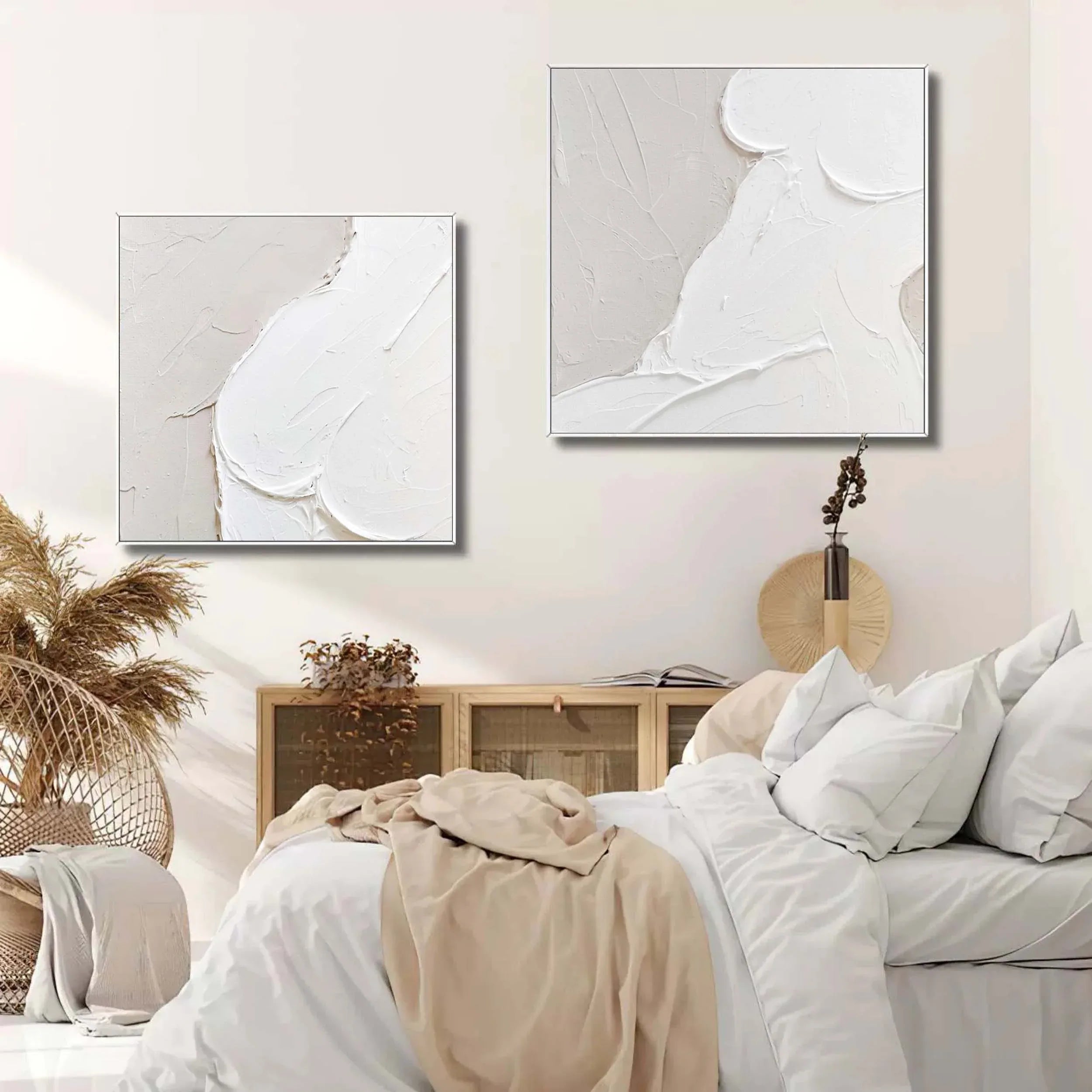 Abstract Whispers Diptych Set Of 2-Modern Minimalist Three-Dimensional Abstract Wall Art - artextured