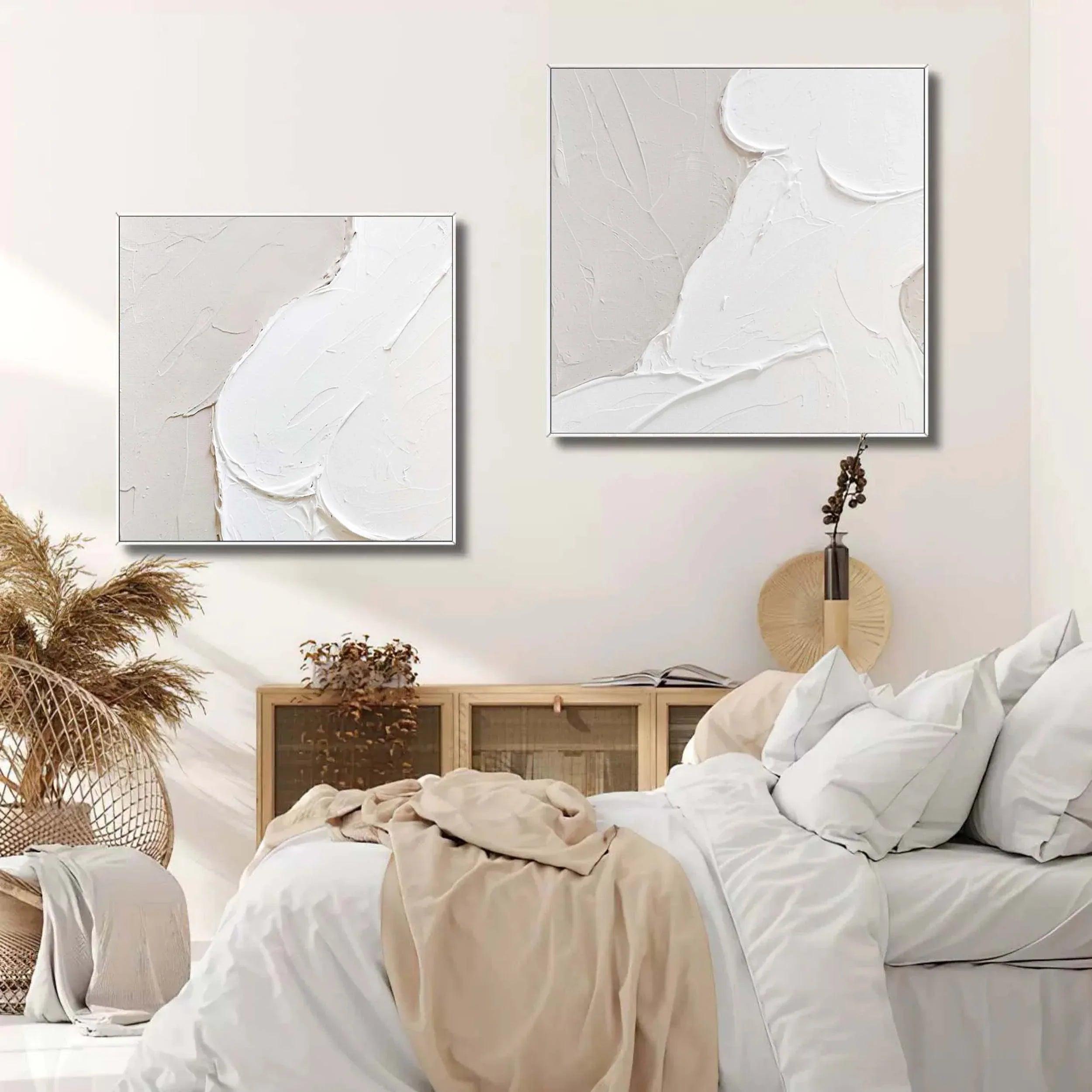 Abstract Whispers Diptych Set Of 2-Modern Minimalist Three-Dimensional Abstract Wall Art - artextured