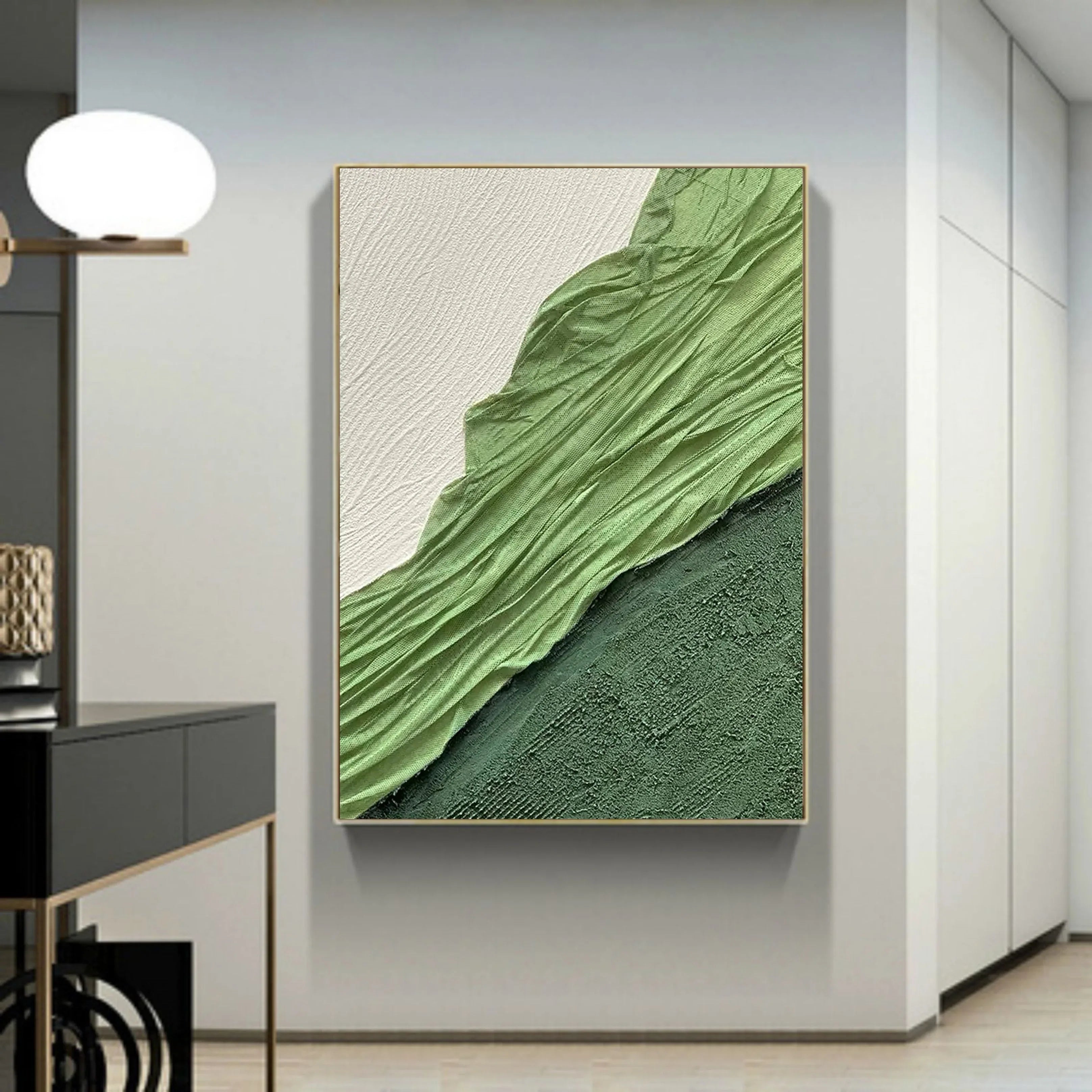 Verdant Flow-Hand Drawn Three-Dimensional Texture Abstract Wall Art - artextured