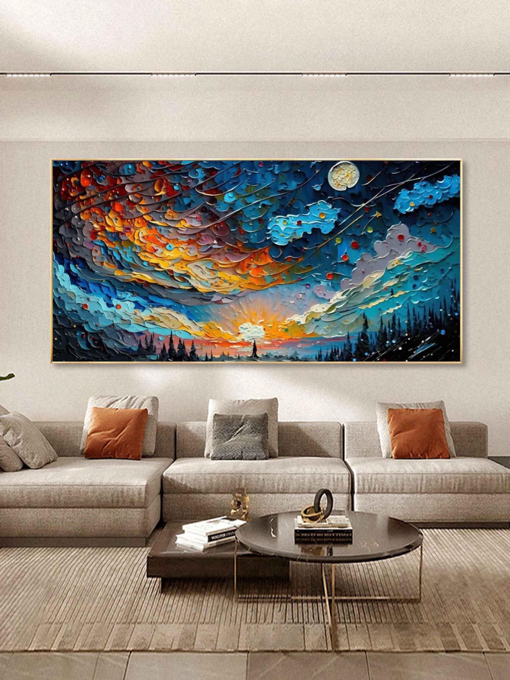 Cosmic Sunrise - Modern Interior Design Abstract Texture Starry Sky Wall Art - artextured