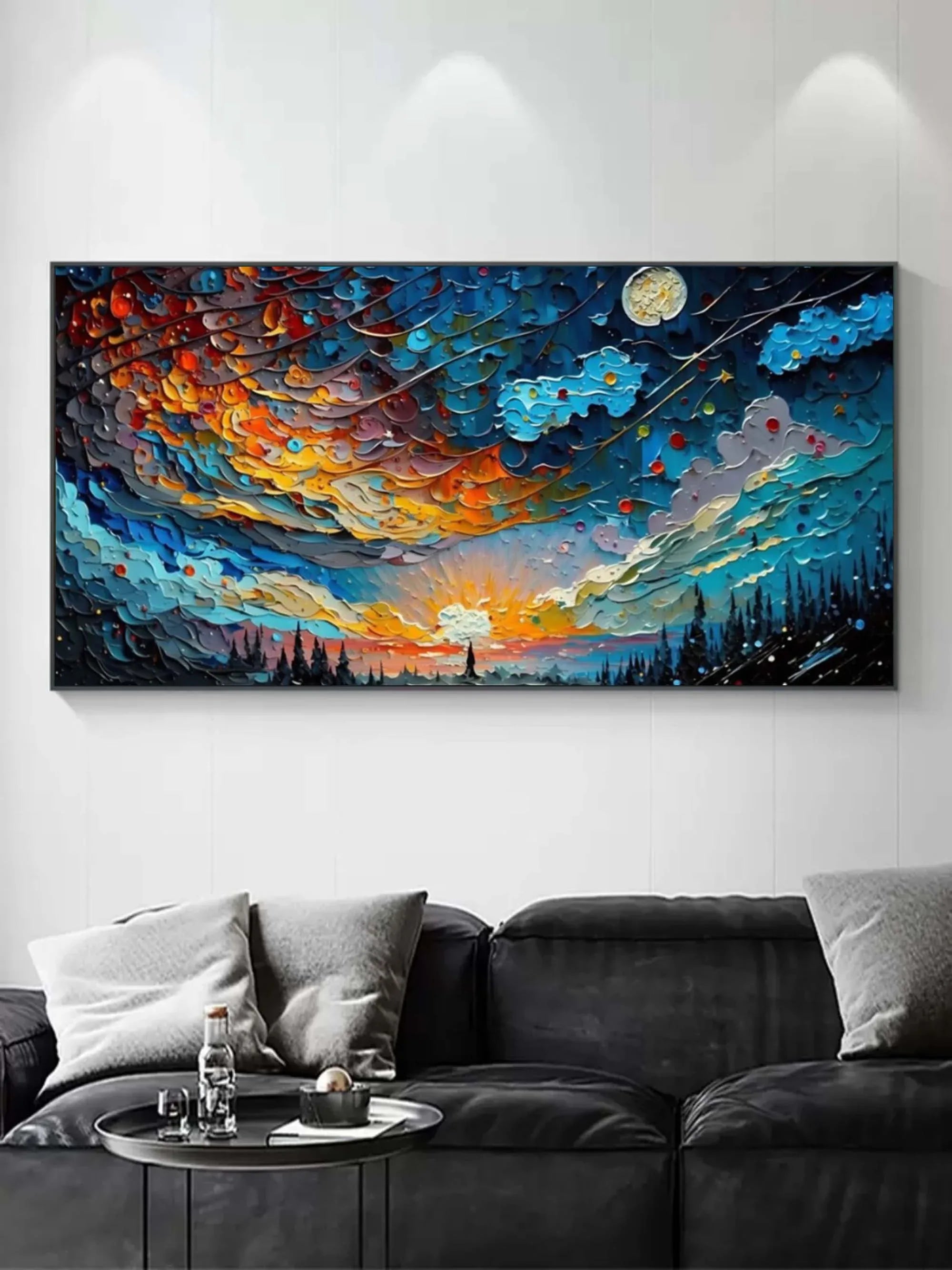 Cosmic Sunrise - Modern Interior Design Abstract Texture Starry Sky Wall Art - artextured