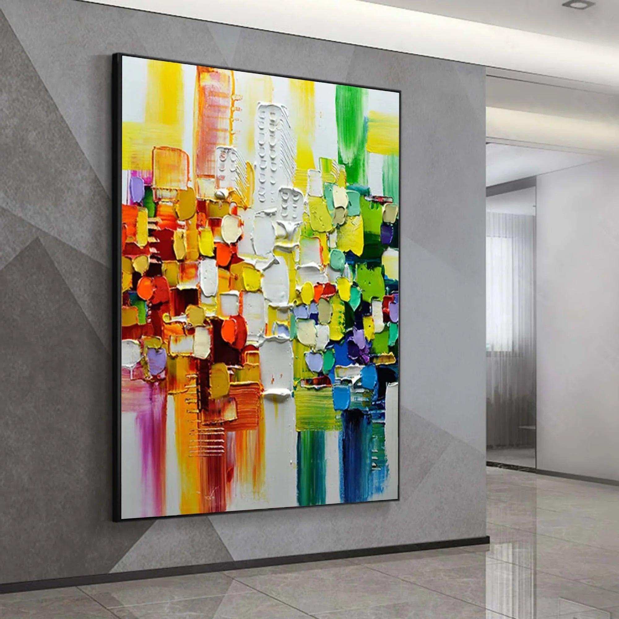 Color Symphony - Hand Drawn Thick Painted Urban Abstract Geometric Wall Art - artextured