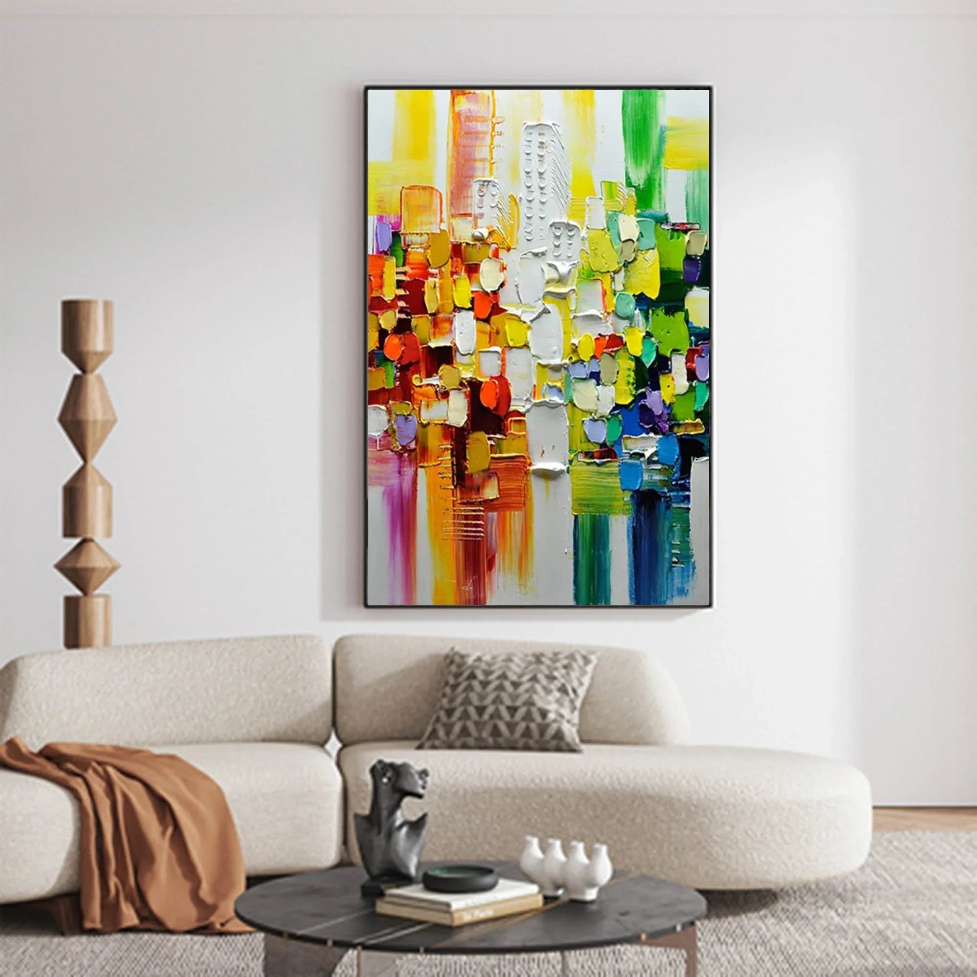 Color Symphony - Hand Drawn Thick Painted Urban Abstract Geometric Wall Art - artextured