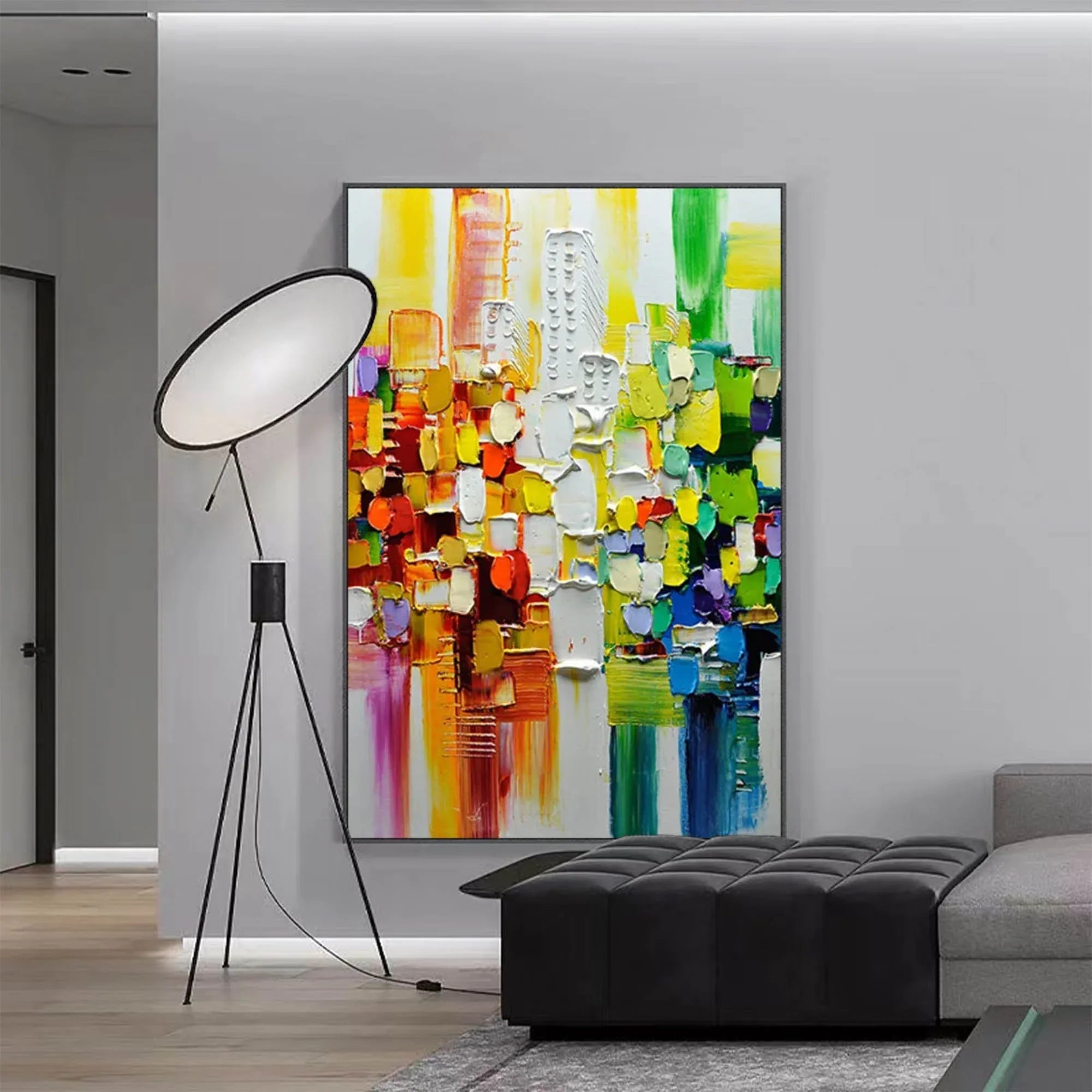 Color Symphony - Hand Drawn Thick Painted Urban Abstract Geometric Wall Art - artextured