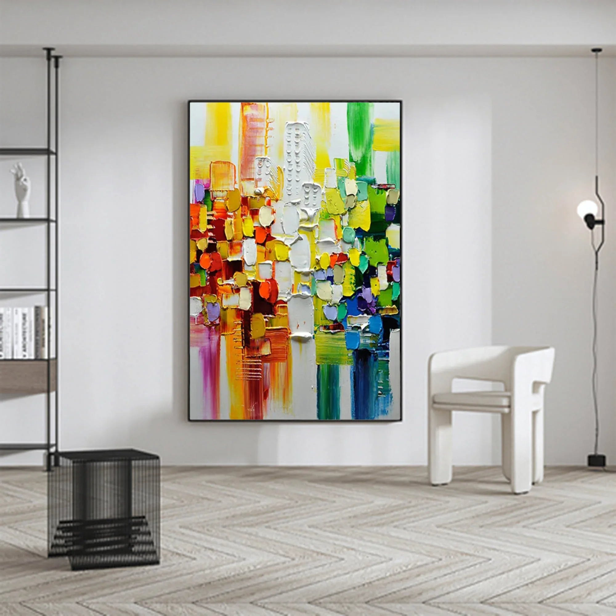 Color Symphony - Hand Drawn Thick Painted Urban Abstract Geometric Wall Art - artextured