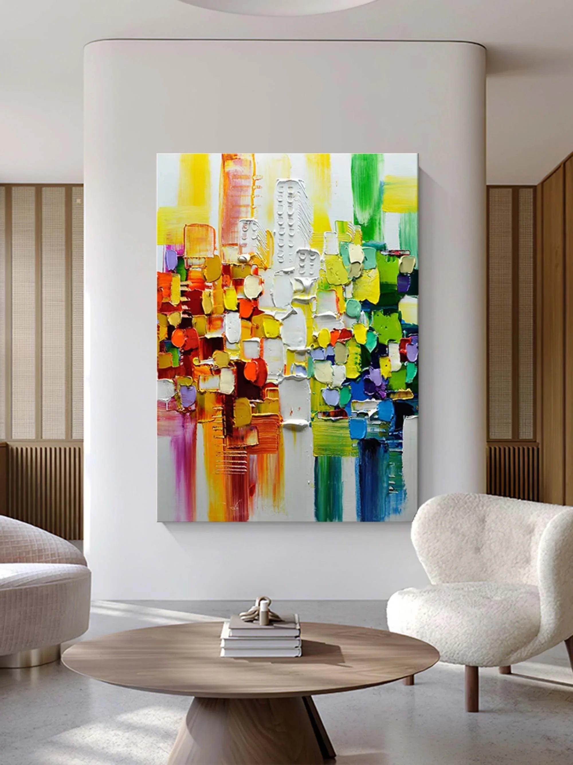 Color Symphony - Hand Drawn Thick Painted Urban Abstract Geometric Wall Art - artextured