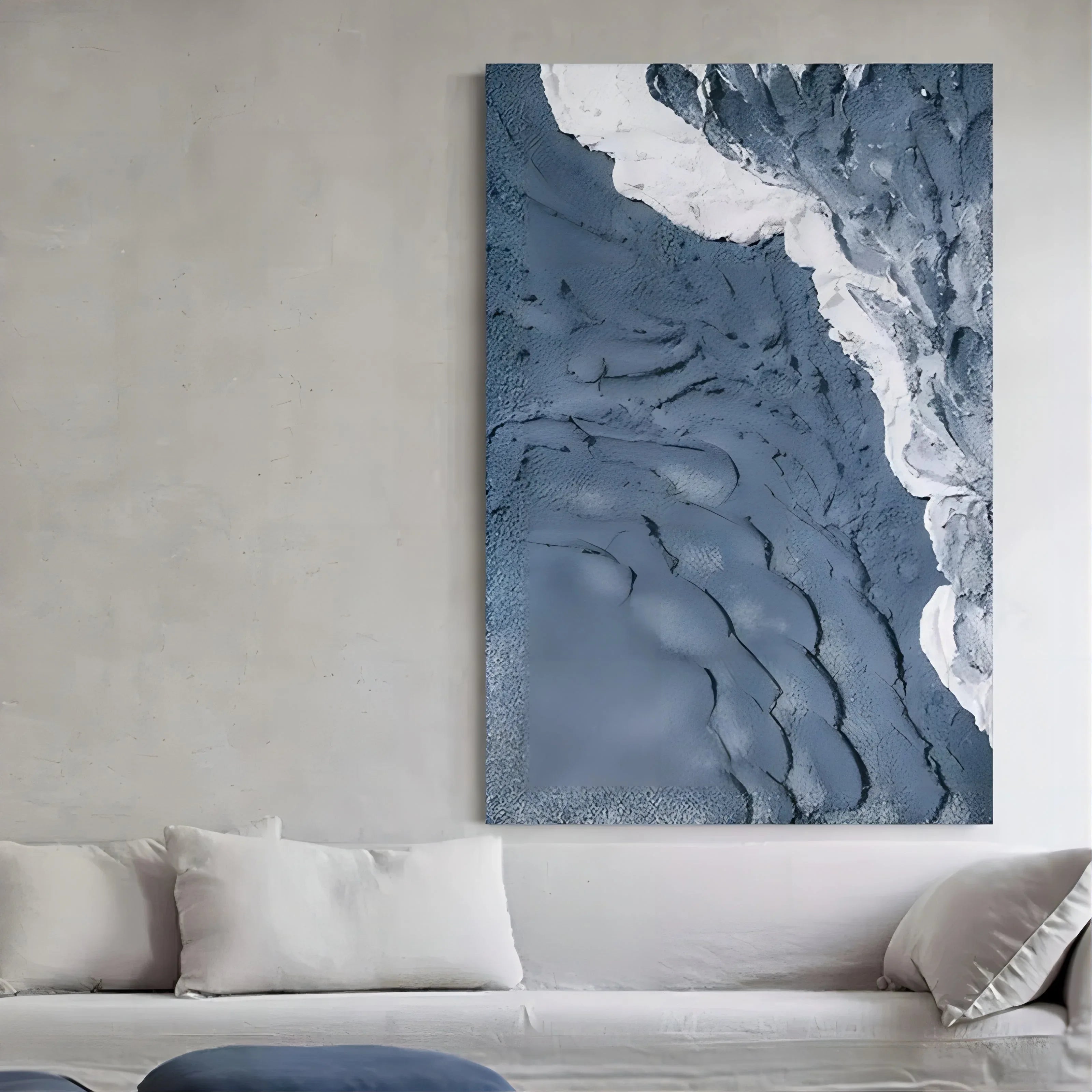Blue Tide-Hand Drawn Three-Dimensional Wave Texture Wall Art - artextured