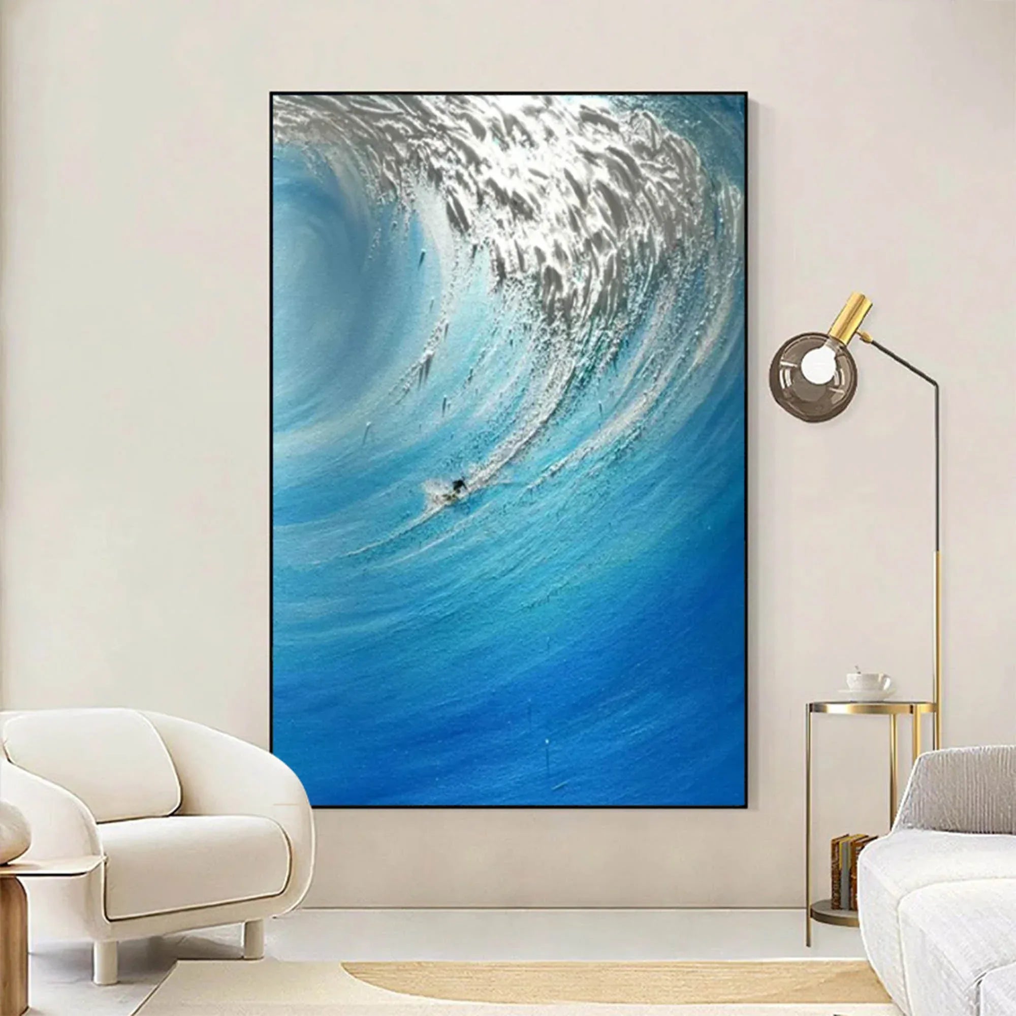 Ocean's Fury - Hand drawn 3D Wave Surfing Texture Wall Art - artextured