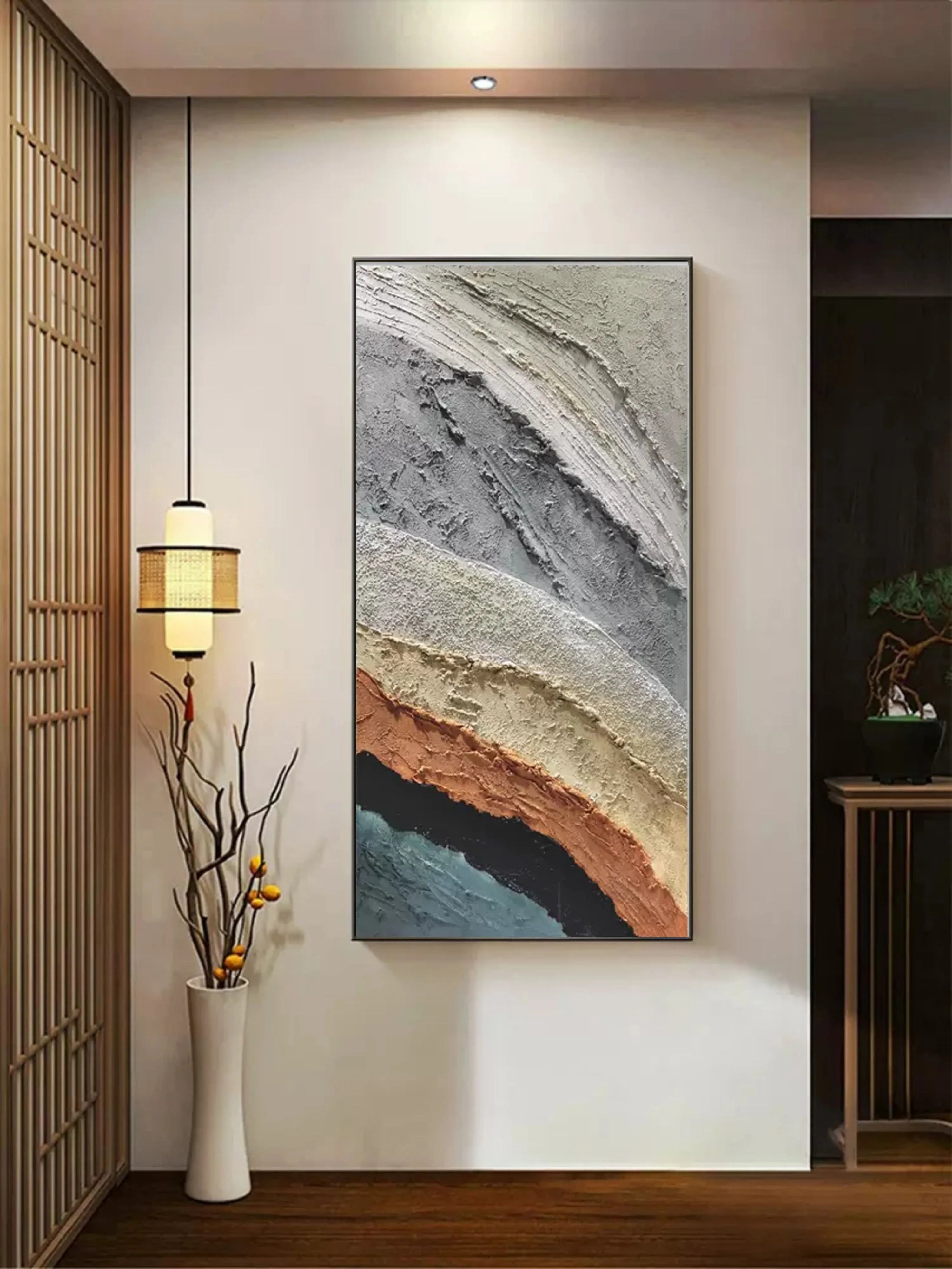 Layered Earth Textured Art-Modern Minimalist Layered Texture Abstract Wall Art - artextured