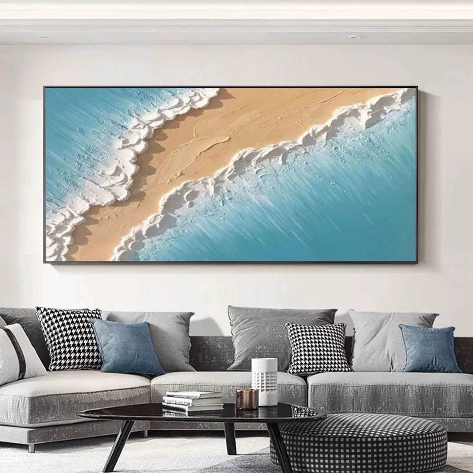 Coastal Harmony Canvas-Modern Minimalist Tidal Beach Abstract Texture Wall Art - artextured