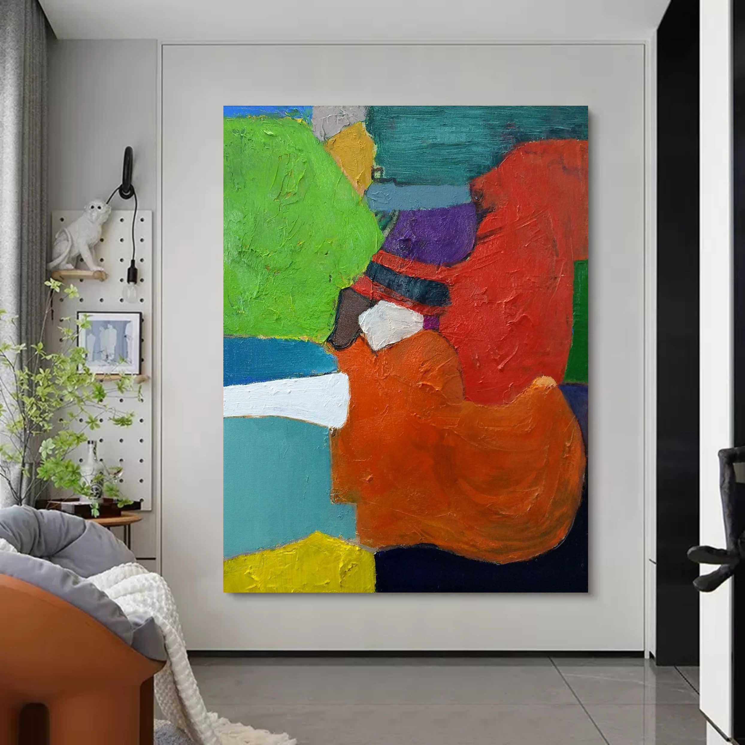 Abstract Color Block Composition - Bold Geometric Shapes on Canvas